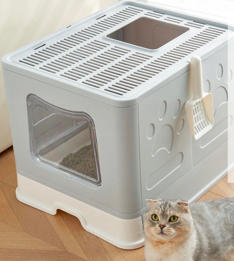 Pawsayes kuweta zamknięta 59,9 cm x 47,8 cm x 44,7 szara duża XL szuflada