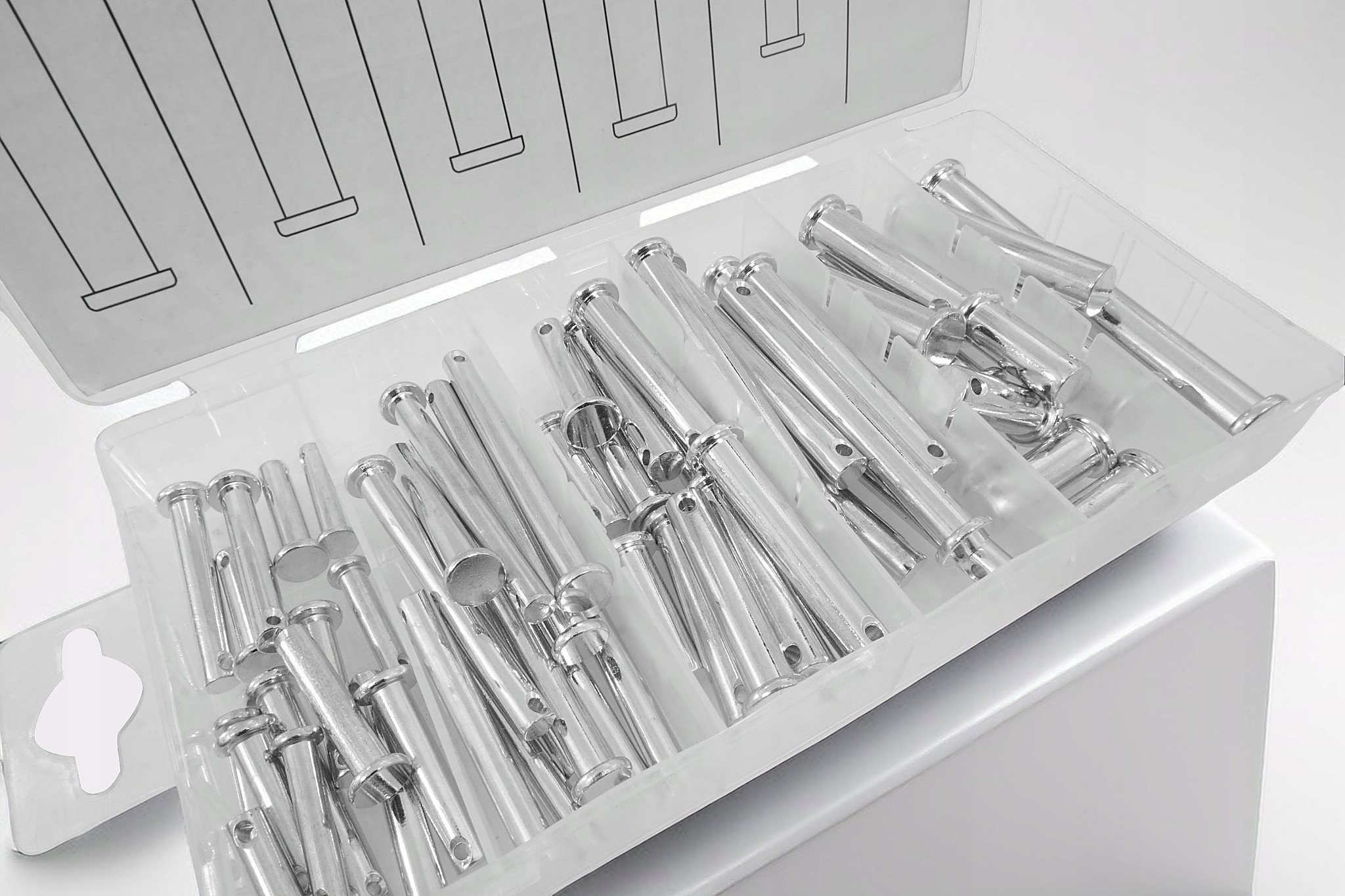 SWORZNIE Z ŁBEM WALCOWYM I OTWOREM MIX ROZMIARÓW ZESTAW SWORZNI 60 SZT. Marka Verke