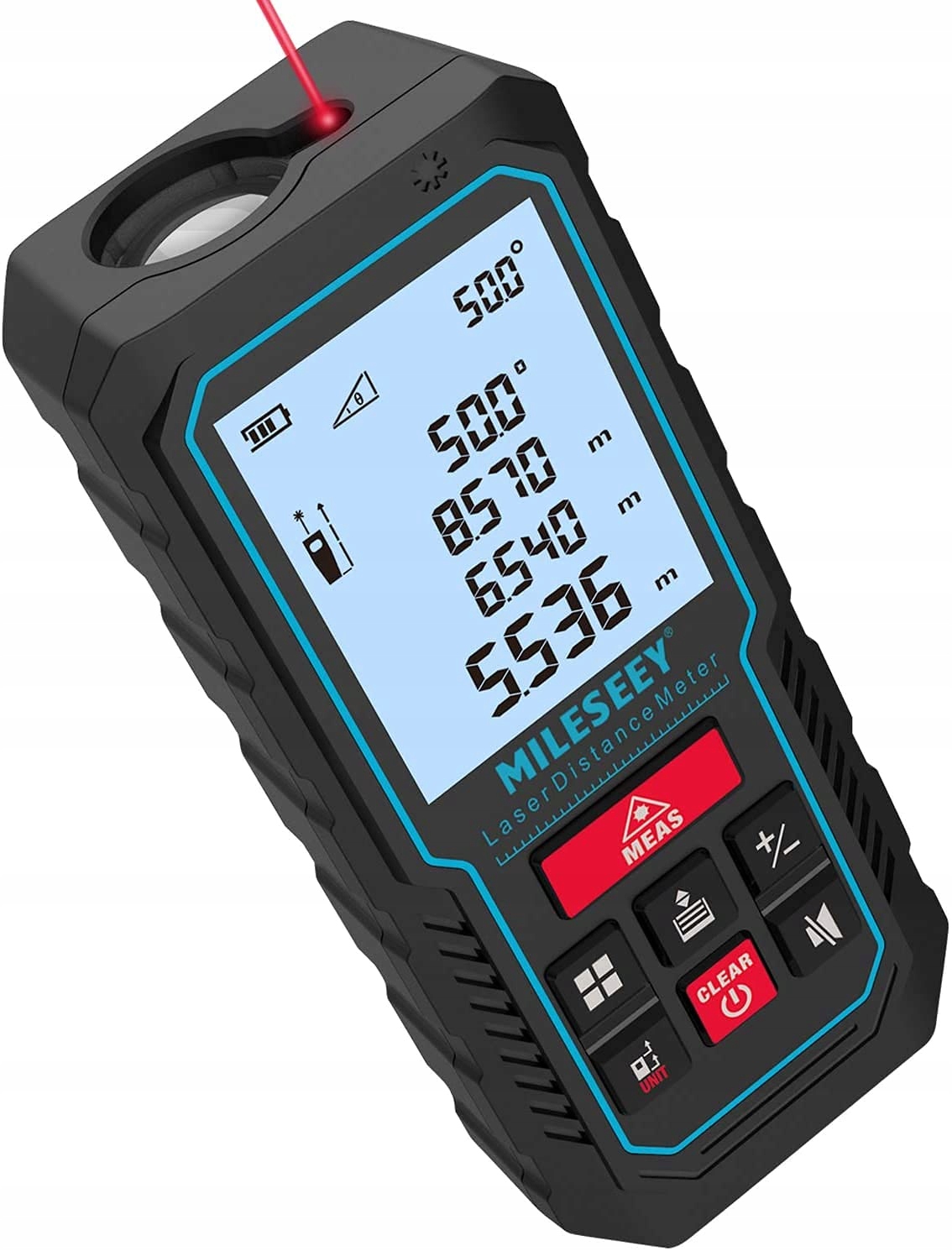 MiLESEEY Dalmierz Laserowy 70M Z Czujnikiem Nachylenia LCD 2" Bateria — miniatura 3