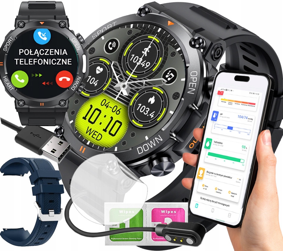 Chytré Hodinky Meski Reproduktor Mikrofon Ekg Menu Pl Baterie 400 mAh 2 Proužky
