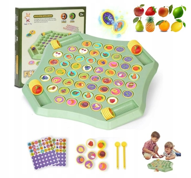 GRA EDUKACYJNA PAMIĘCIOWA MEMORY RODZINNA ZNAJDŹ PARĘ ŻETONY Z OWOCAMI