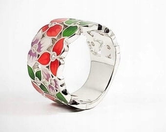 Stříbrný smaltovaný prstýnek VEL.14, Stříbro925