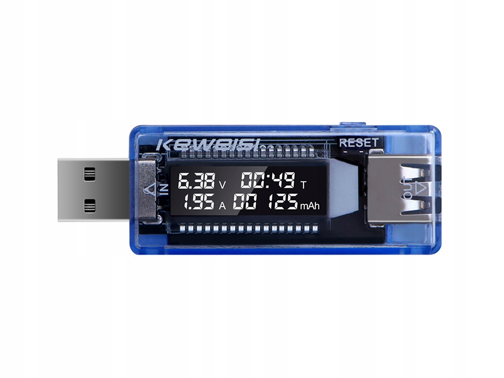 WOLTOMIERZ AMPEROMIERZ MIERNIK CYFROWY LCD TESTER NAPIĘCIA PRĄDU USB