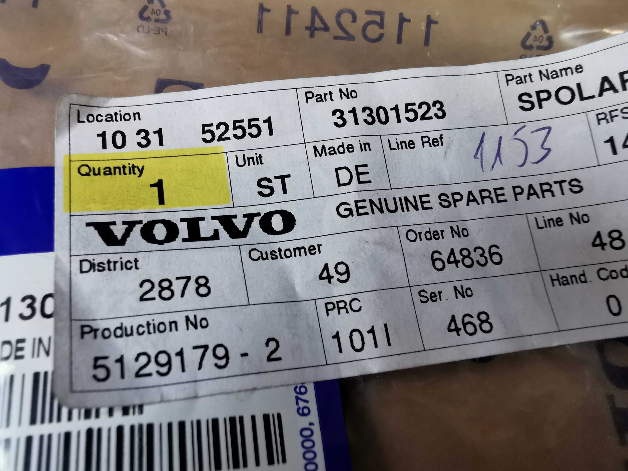 31301523 - Левое сопло брызг для VOLVO S80 II 2007 - S60 II