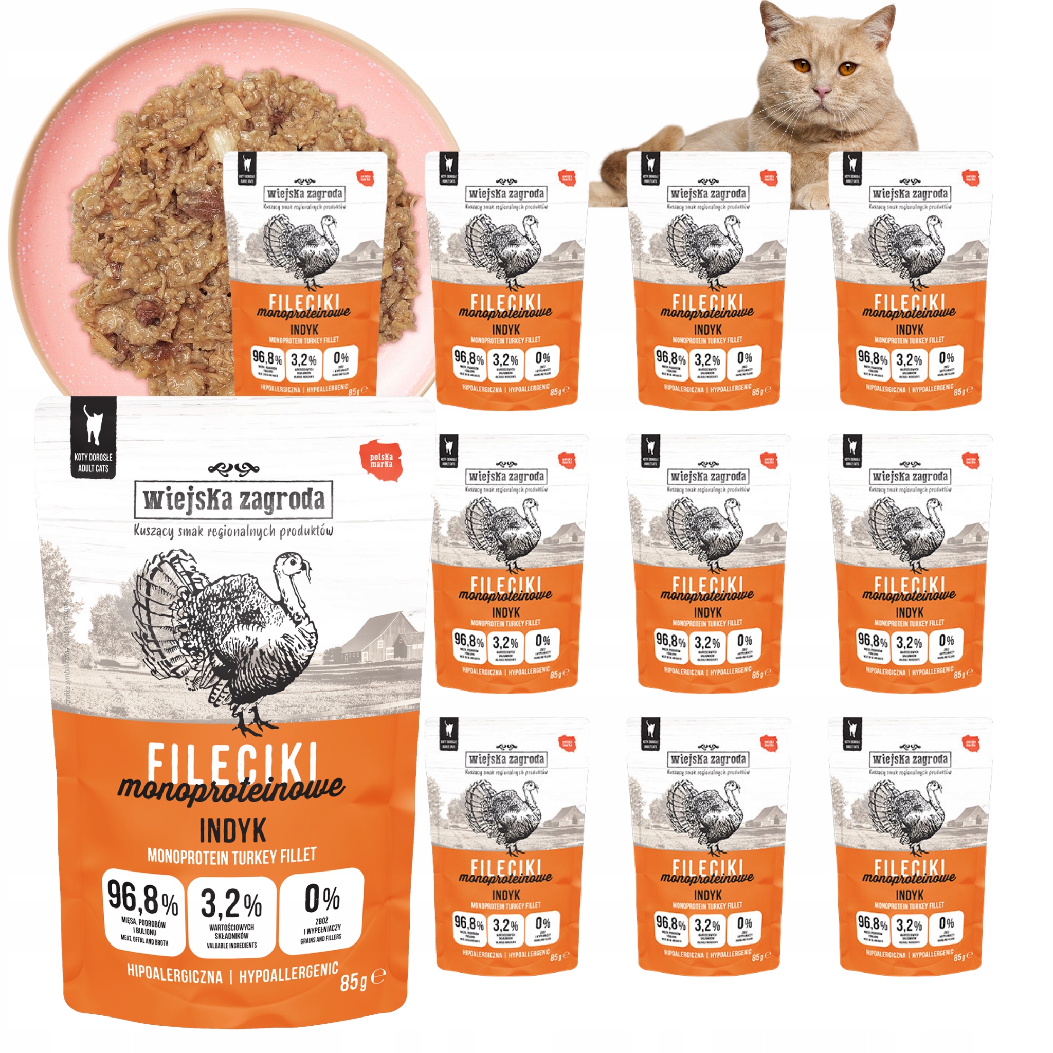 Krmivo mokré pro kočky Wiejska Zagroda Filetky Krůta kapsička 85 g x 12 ks