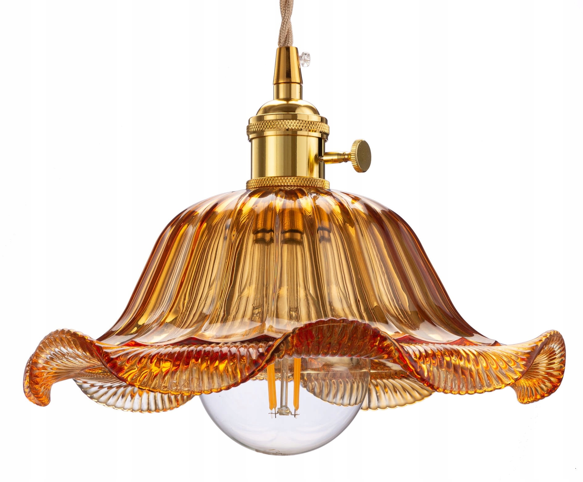 Lampa wisząca sufitowa szklana Flower bursztynowa