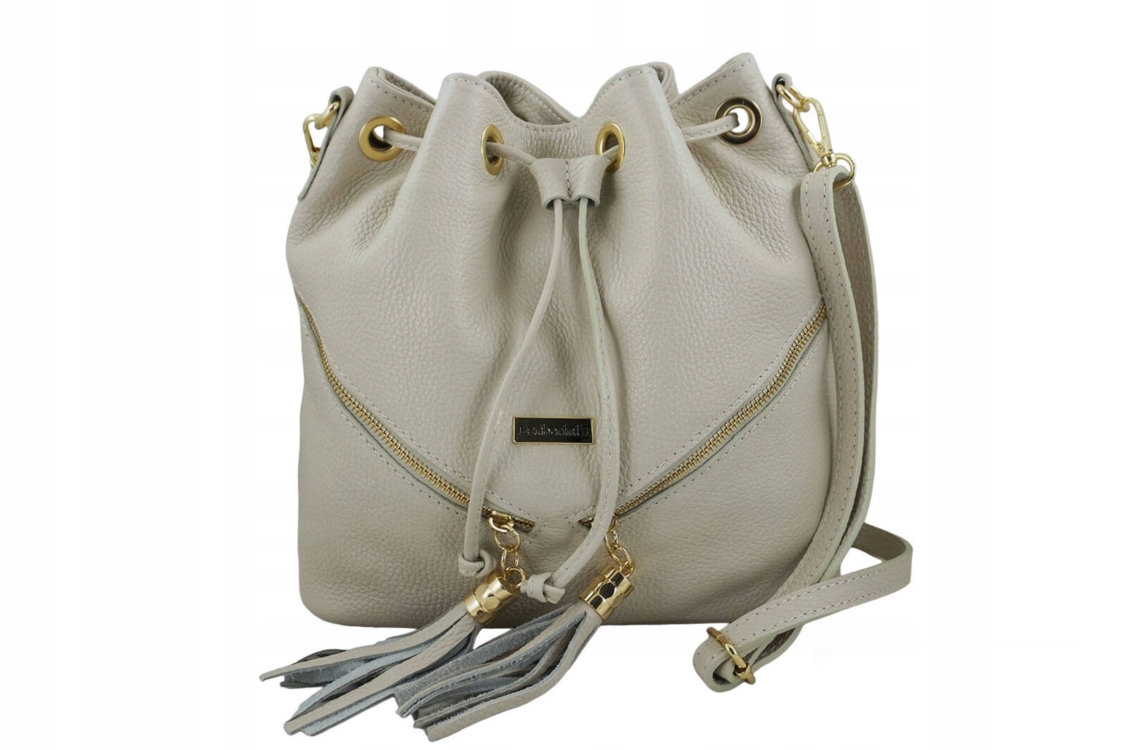 Dámská kožená kabelka s třásněmi béžová světlá