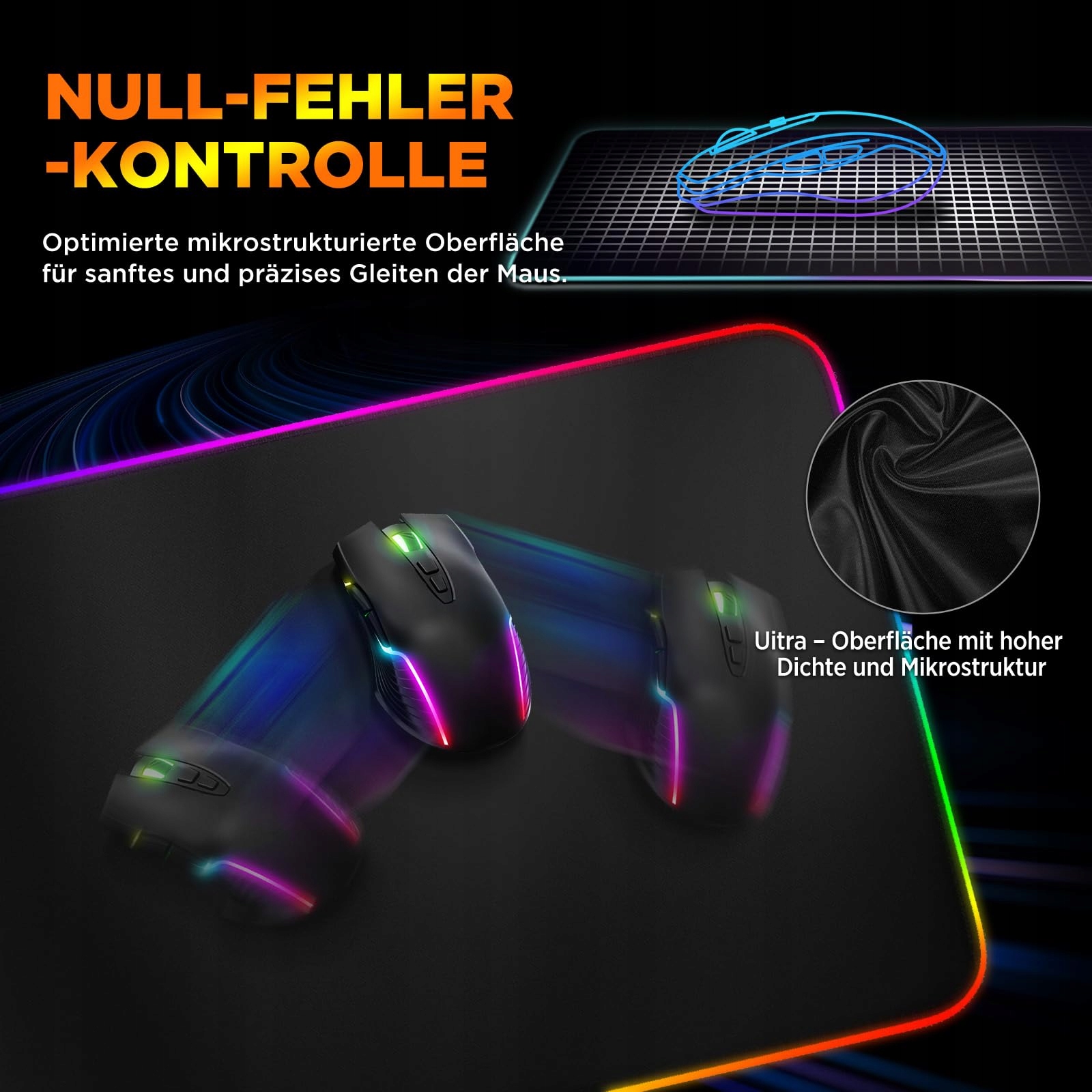 GIMARS Podkładka Gamingowa RGB XXL 800x300x5mm Bezprzewodowe Ładowanie 15W — miniatura 8
