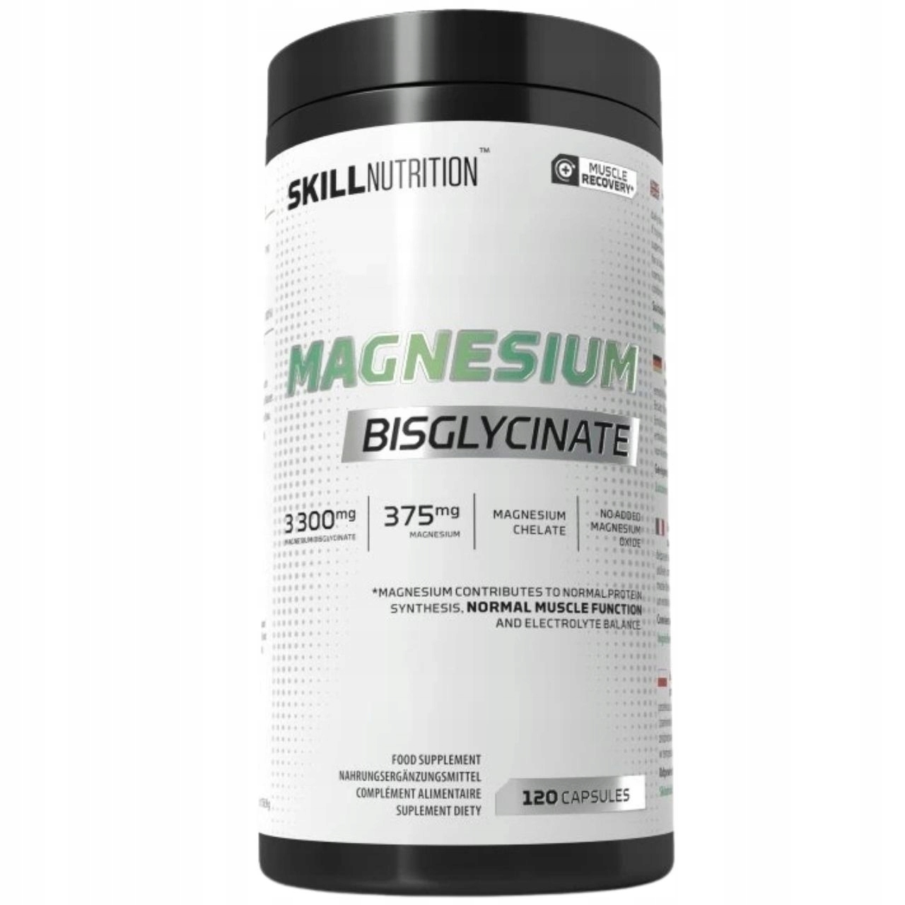 Bisglycinát hořečnatý Skill Nutrition 375 mg Svaly Únava 120 kapslí