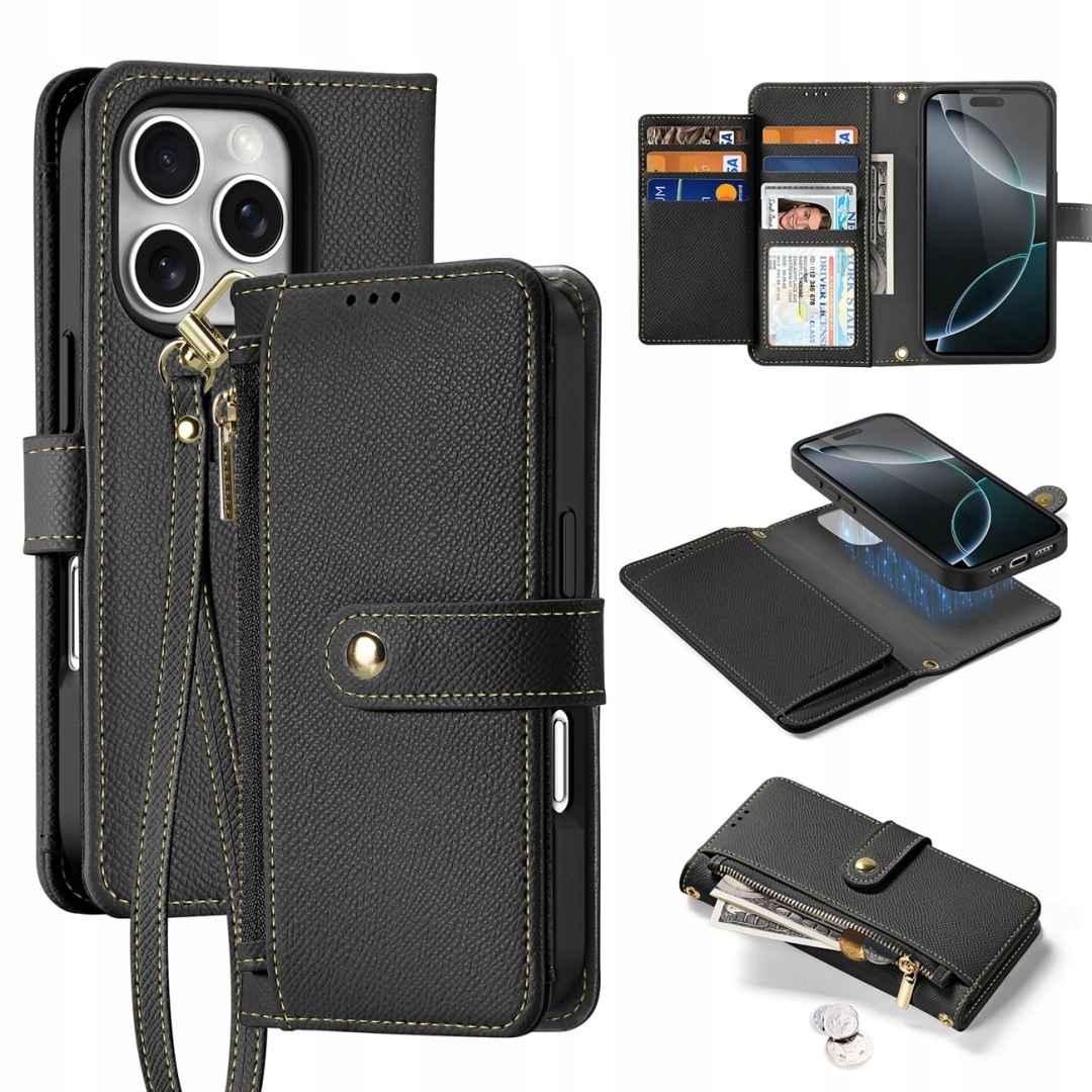 Etui skórzane Dux Ducis Lawa na iPhone 16 Pro Max czarne