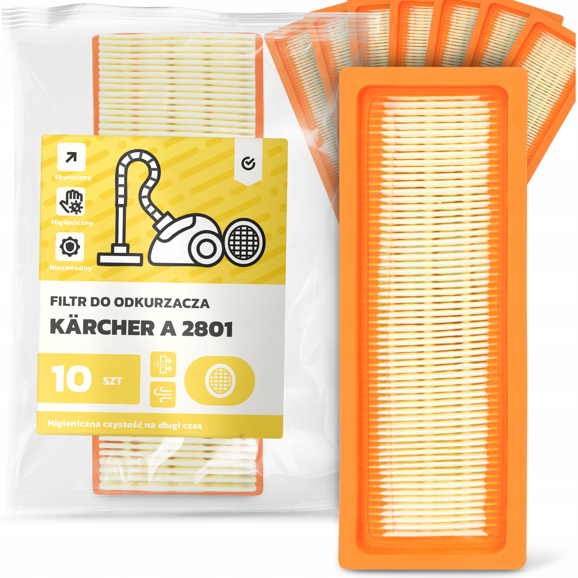 10 x Vzduchový Filtr Pro Vysavač Kärcher A 2801 Omyvatelný Výkonný Em-w