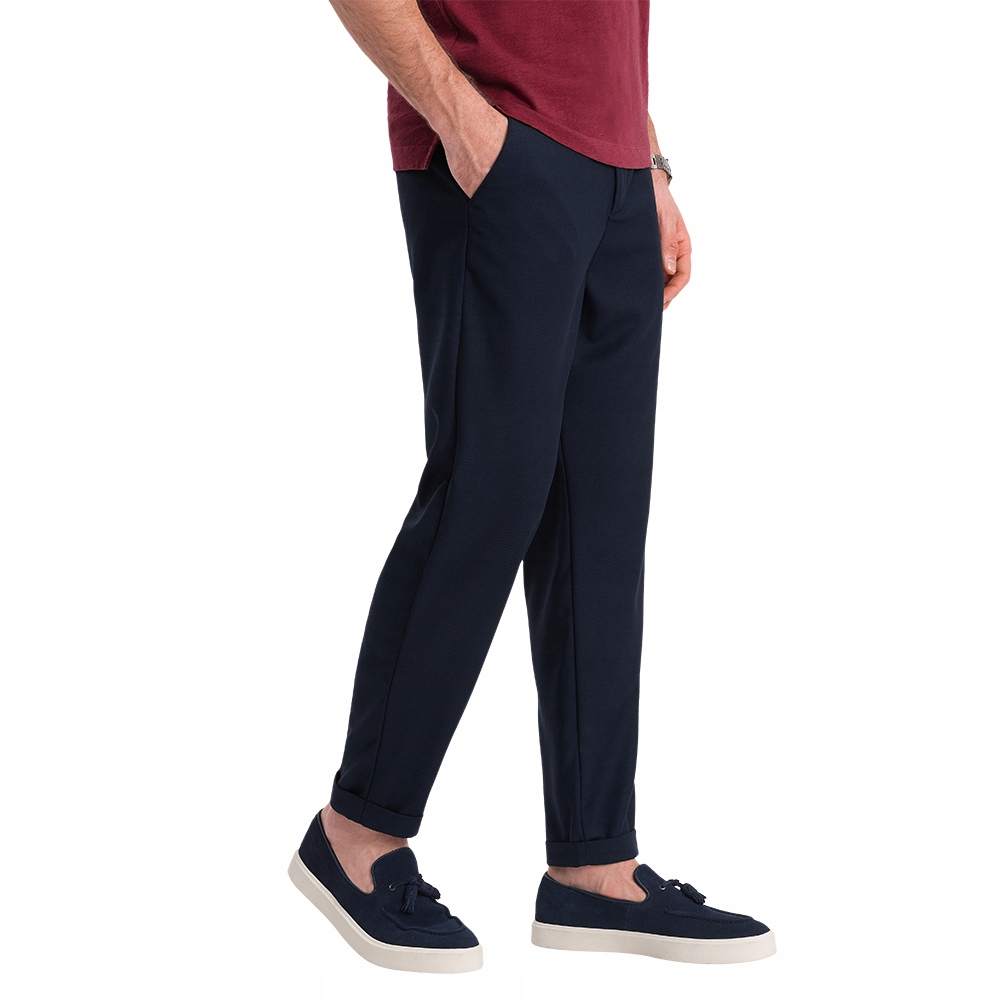 Pánské chino kalhoty s gumou v pase, tmavě modré V3 OM-PACP-0157 L