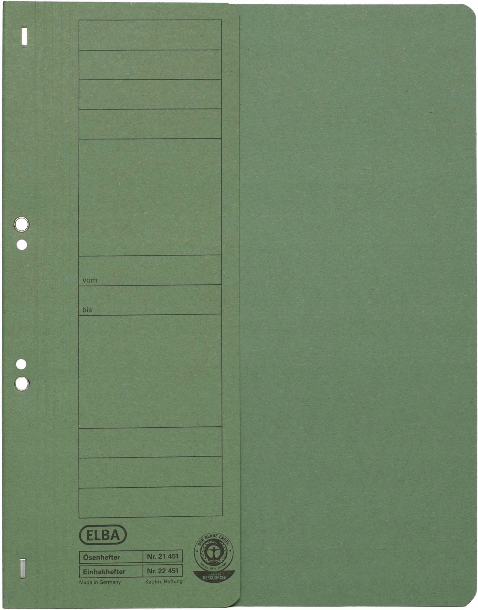 

Skoroszyt oczkowy 1/2 A4 Elba zielony