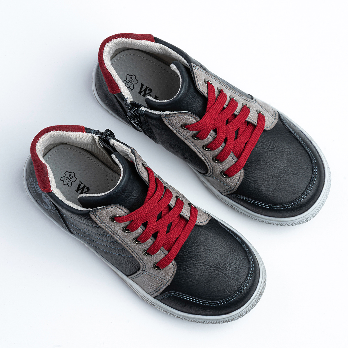 Trzewiki chłopięce wkł.SKÓRA miękkie SUWAK wygodne STABILNE lekkie Wojtyłko Materiał skóra ekologiczna