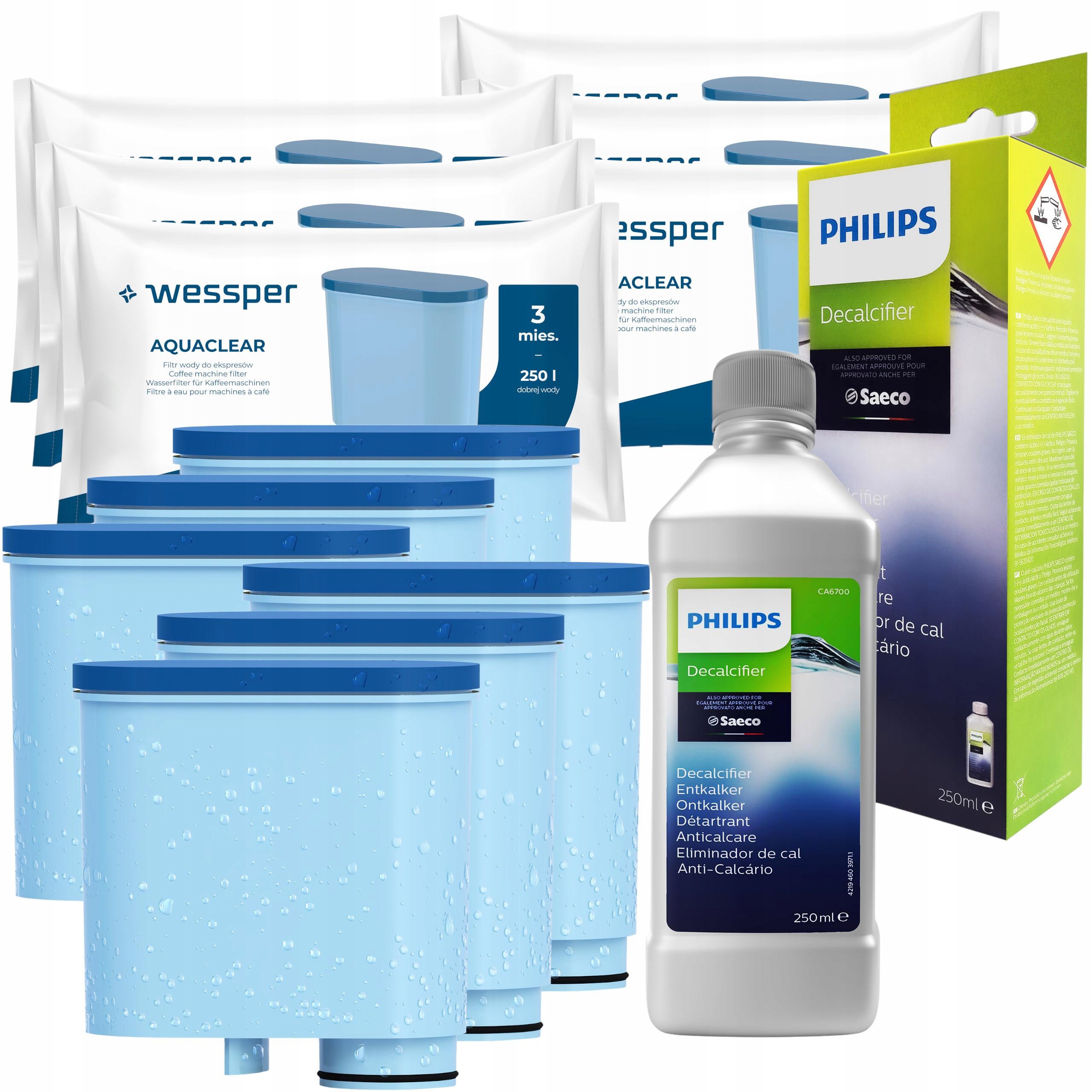 Filtr na vodu do kávovaru Philips Saeco, náhrada 6x odvápňovač Philips