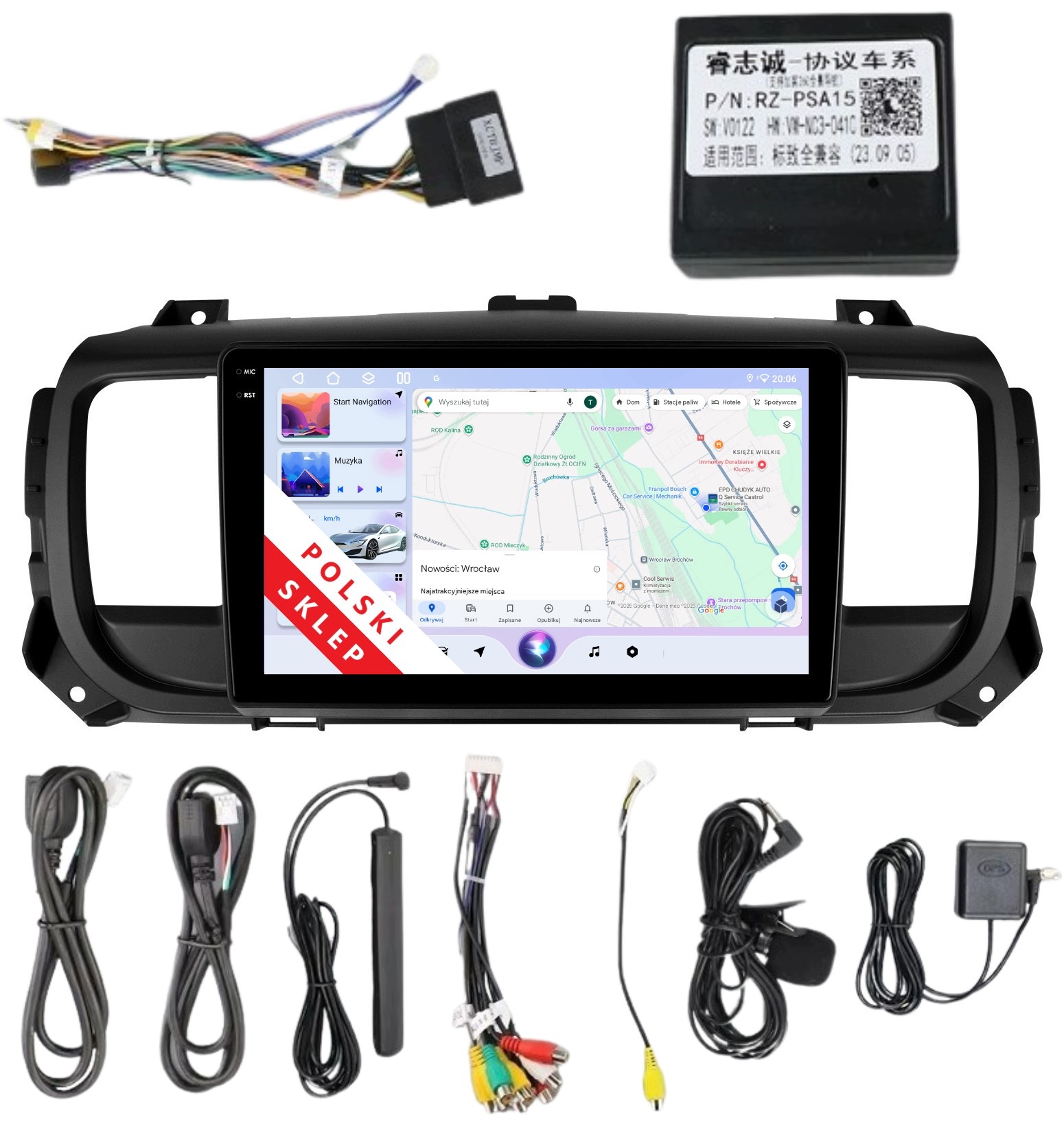 Radio 2DIN Nawigacja Android 14 Peugeot Expert III 6/128 Gb Dsp Lte Carplay