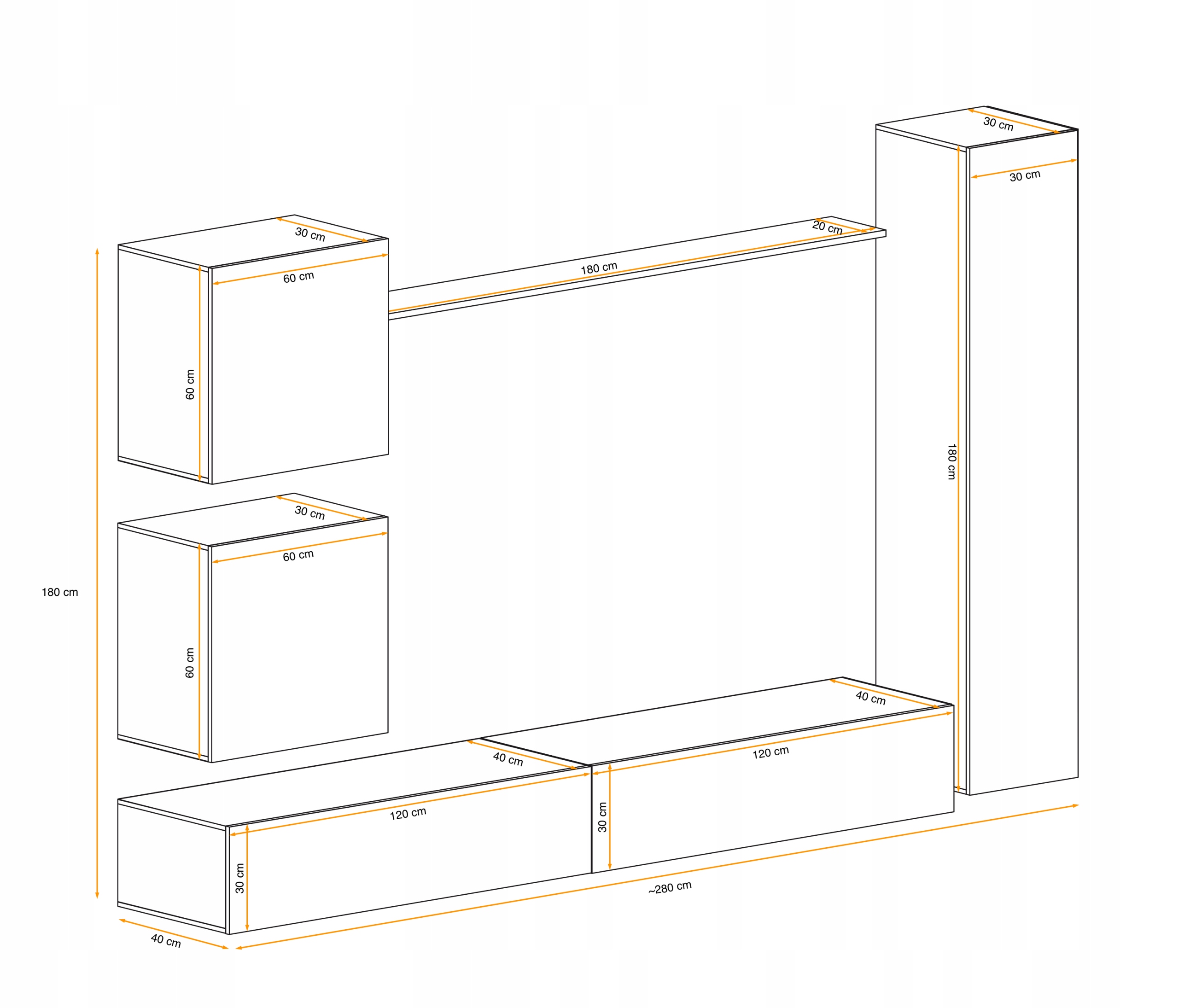 MEBLOŚCIANKA SWAP VIII - MAT PVC I W.POŁYSK GWT Marka ASM
