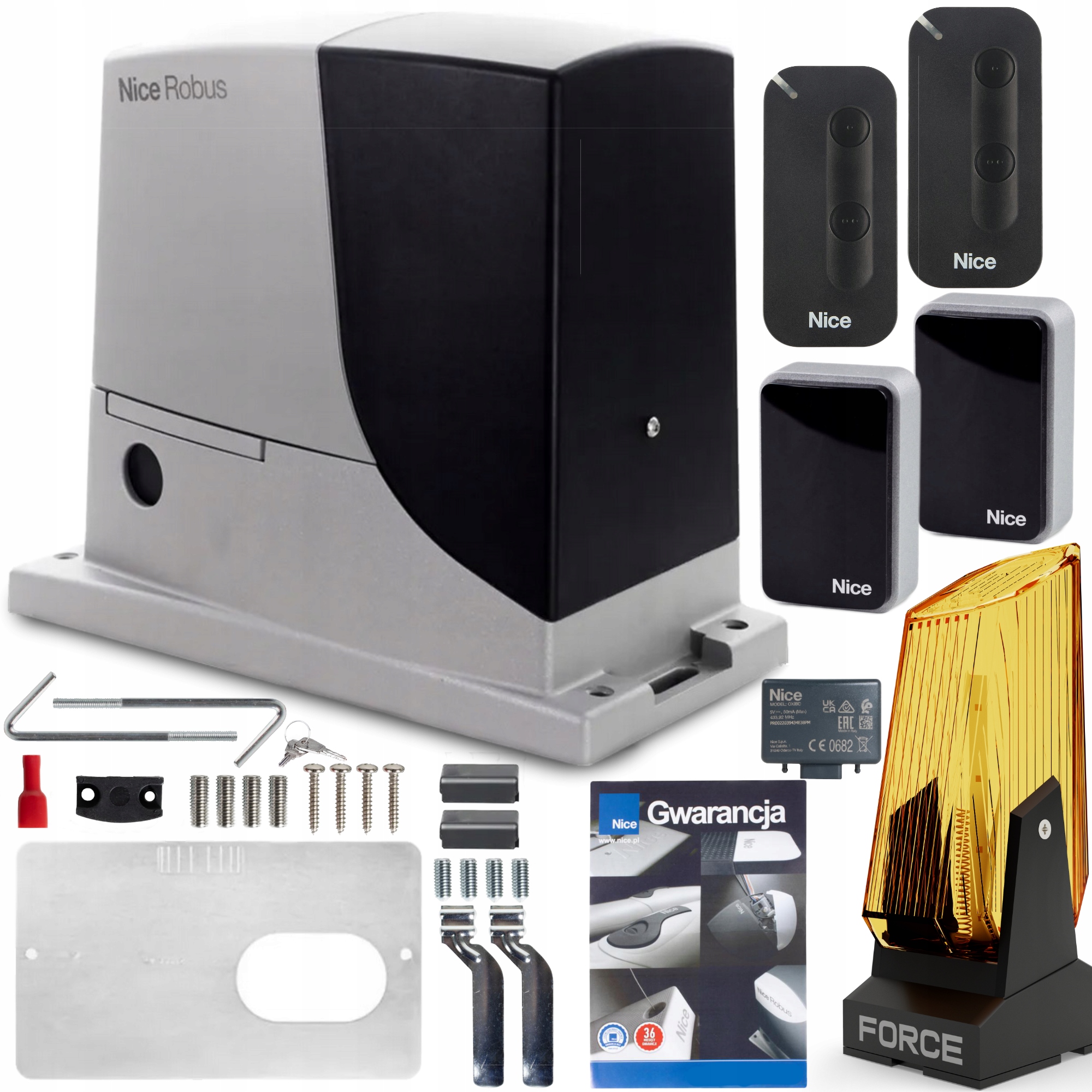 Set Pohon Pro Brány Nice Robus 1000 2xPILOT Lampa