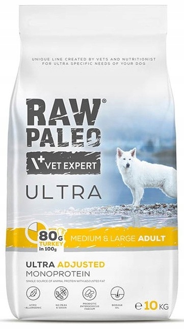 Levně VetExpert Raw Paleo Ultra krůtí krmivo pro dospělé střední a velké psy 10 kg