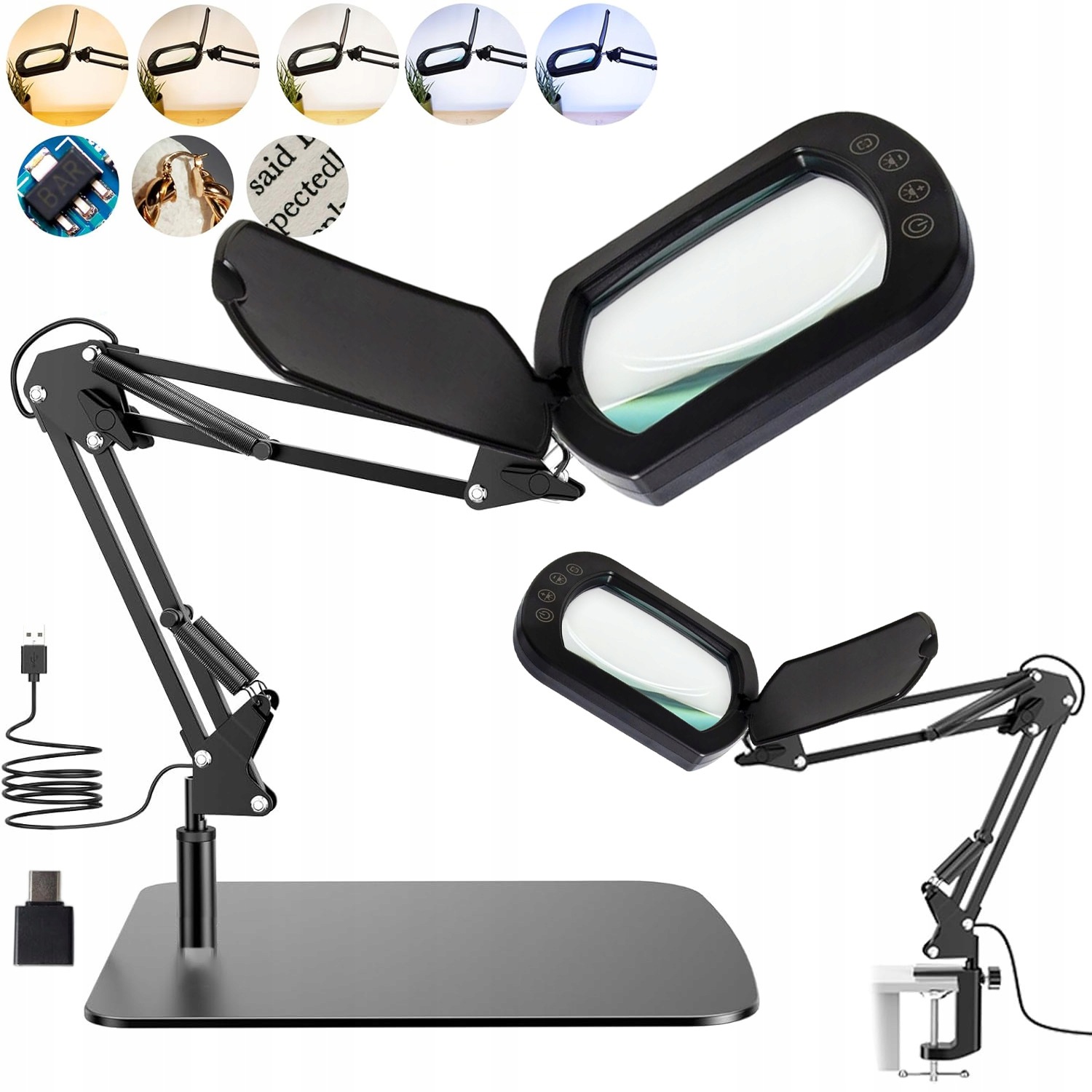 Lupa Sklo Kosmetická Lampa Pro Čtení 10X Z 5 Barev