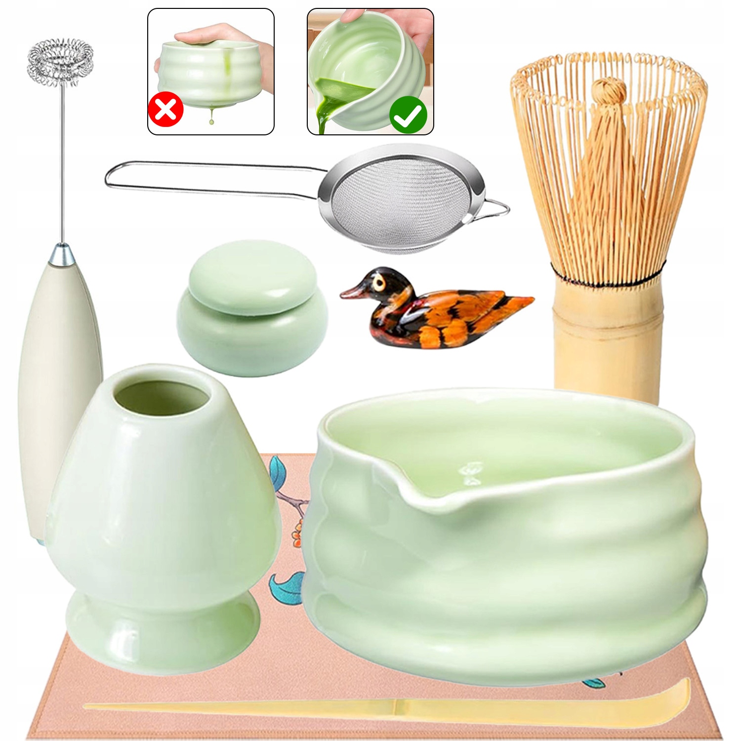 Levně Dárková Sada 9 Ks Pro Přípravu Čaje Matcha, Sada Na Matcha, Lžička