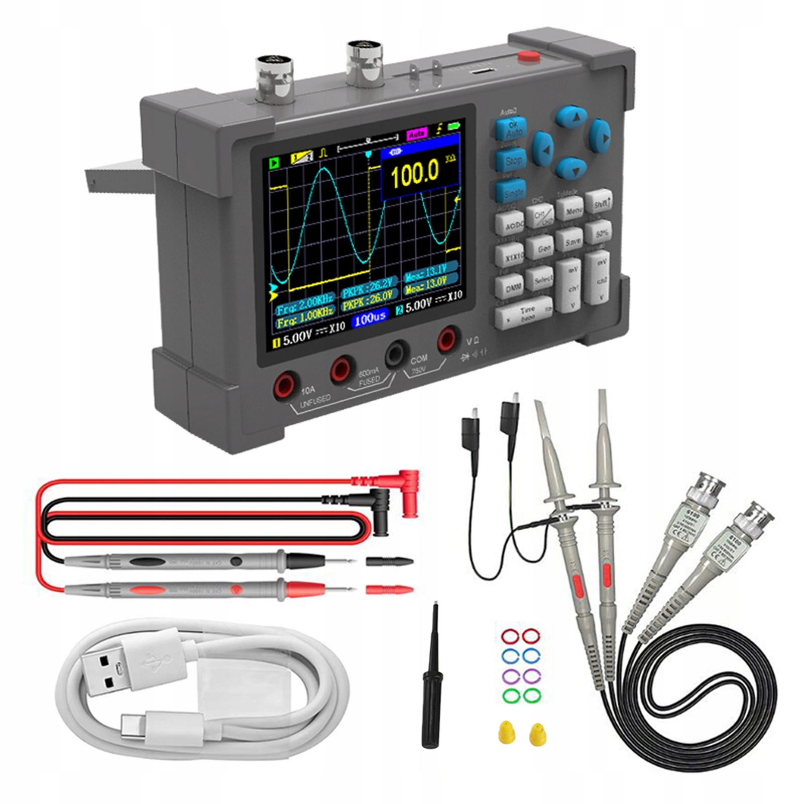 3-v-1 Multifunkčný Osciloskop 250MSa/s 120MHz