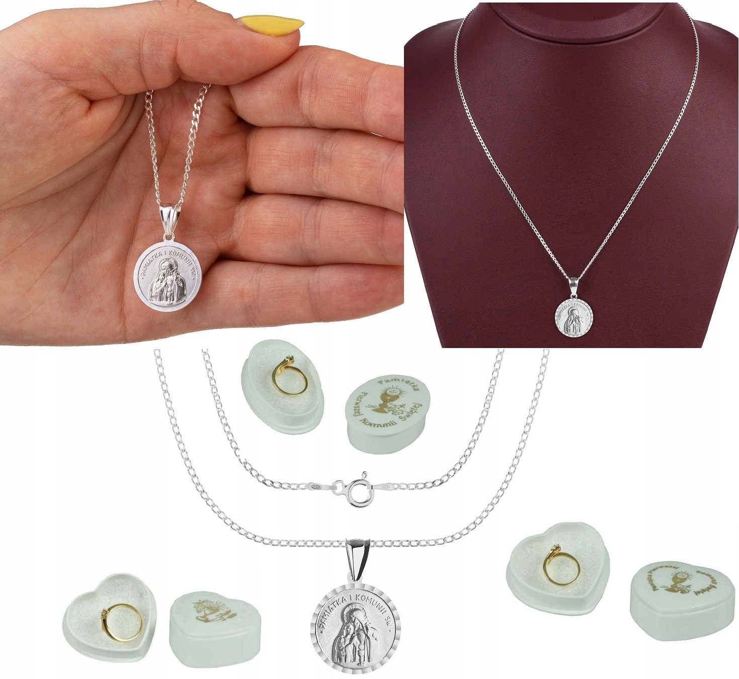 Stříbrný Nádherný Medailon K Prvnímu Svatému Přijímání Řetízek 925