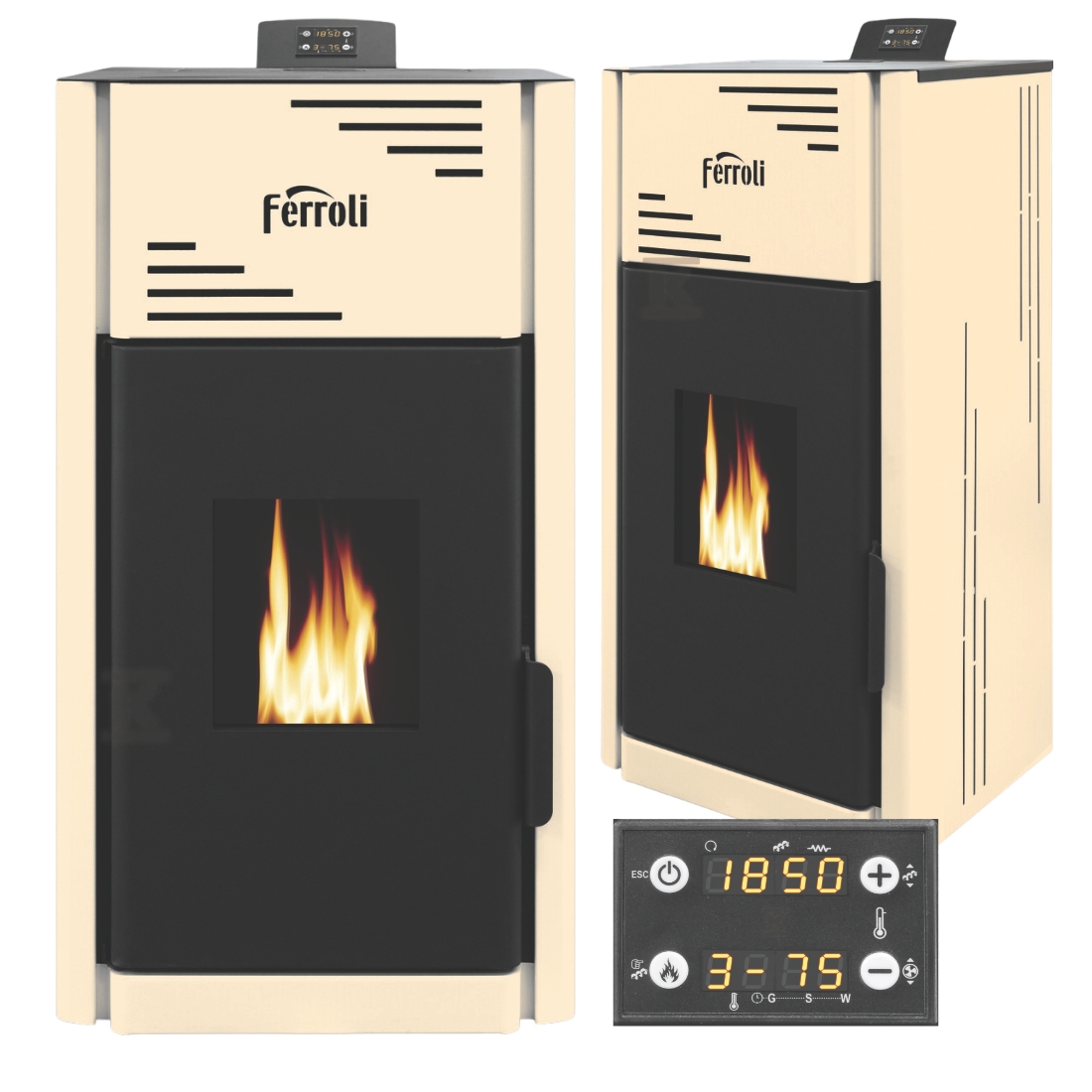 PIEC EKOLOGICZNY TERMOKOMINEK Z PŁASZCZEM WODNYM 8 kW PELLET BRETA FERROL