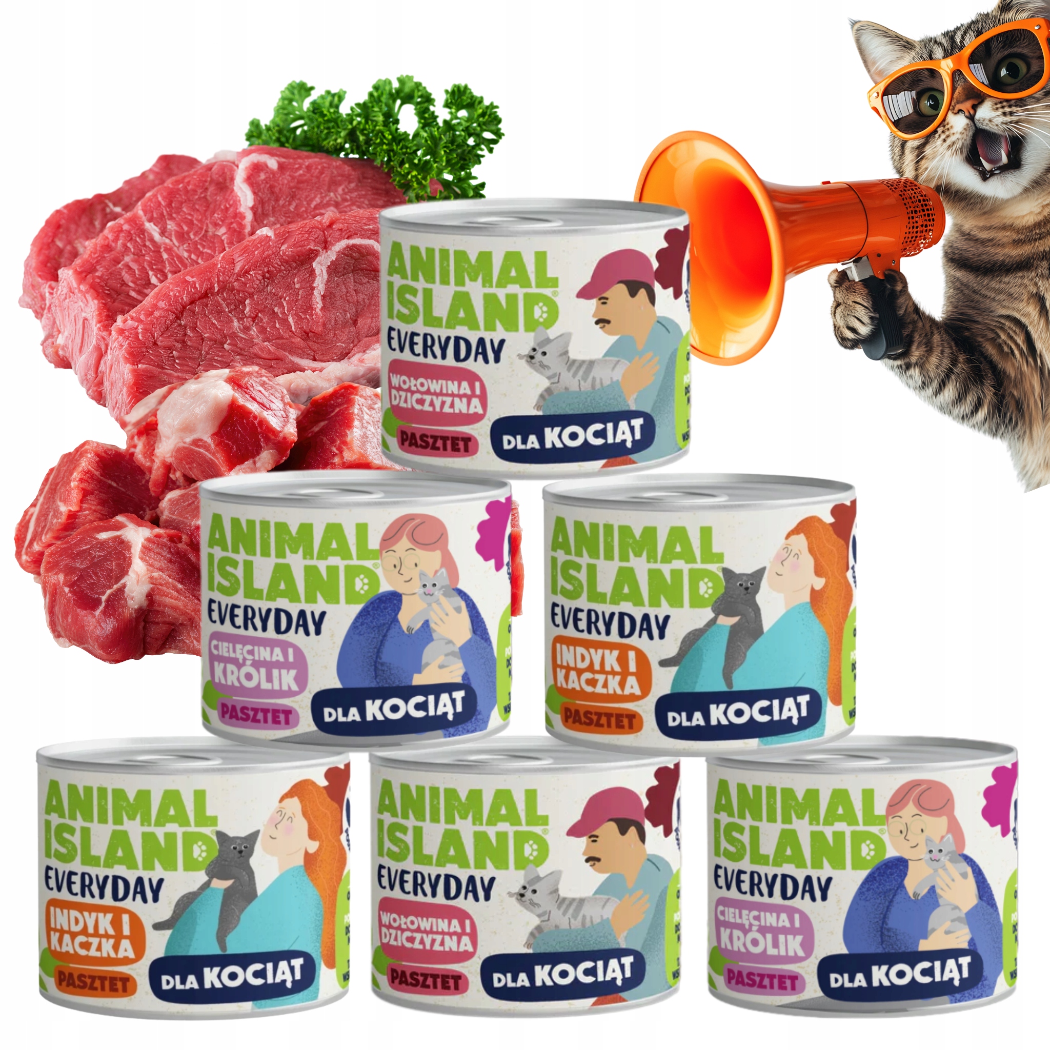 Karma dla kota puszka bezzboża Animal Island Everyday MIX smaków 185g-12szt