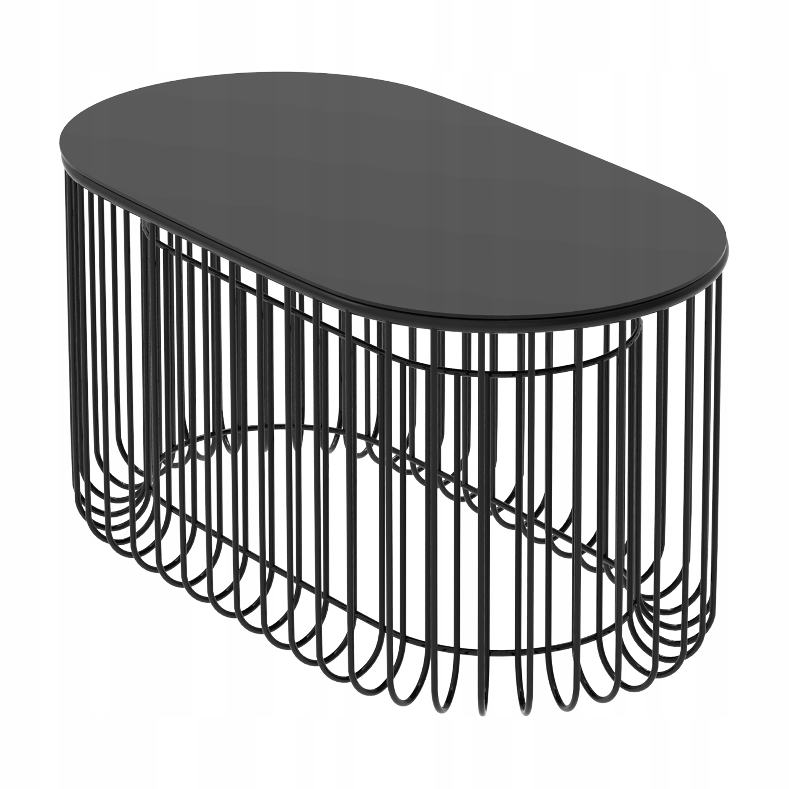 Stolik kawowy czarny metalowy gabion ogrodowy na taras balkon 40x58x45cm