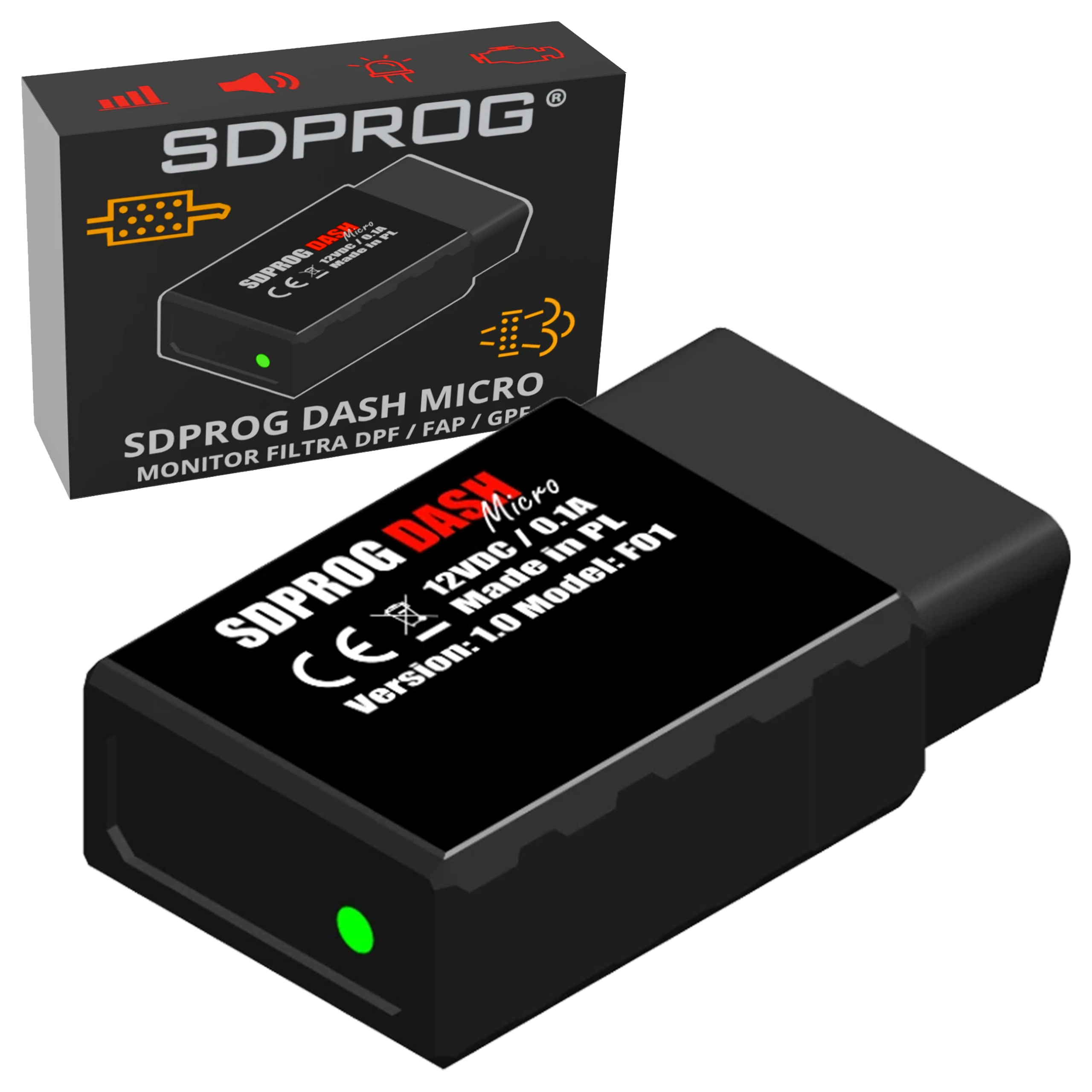 Monitor Filtra Dpf Fap Wskaźnik Zapchania Sdprog Dash Micro FO1 OBD2 Ford