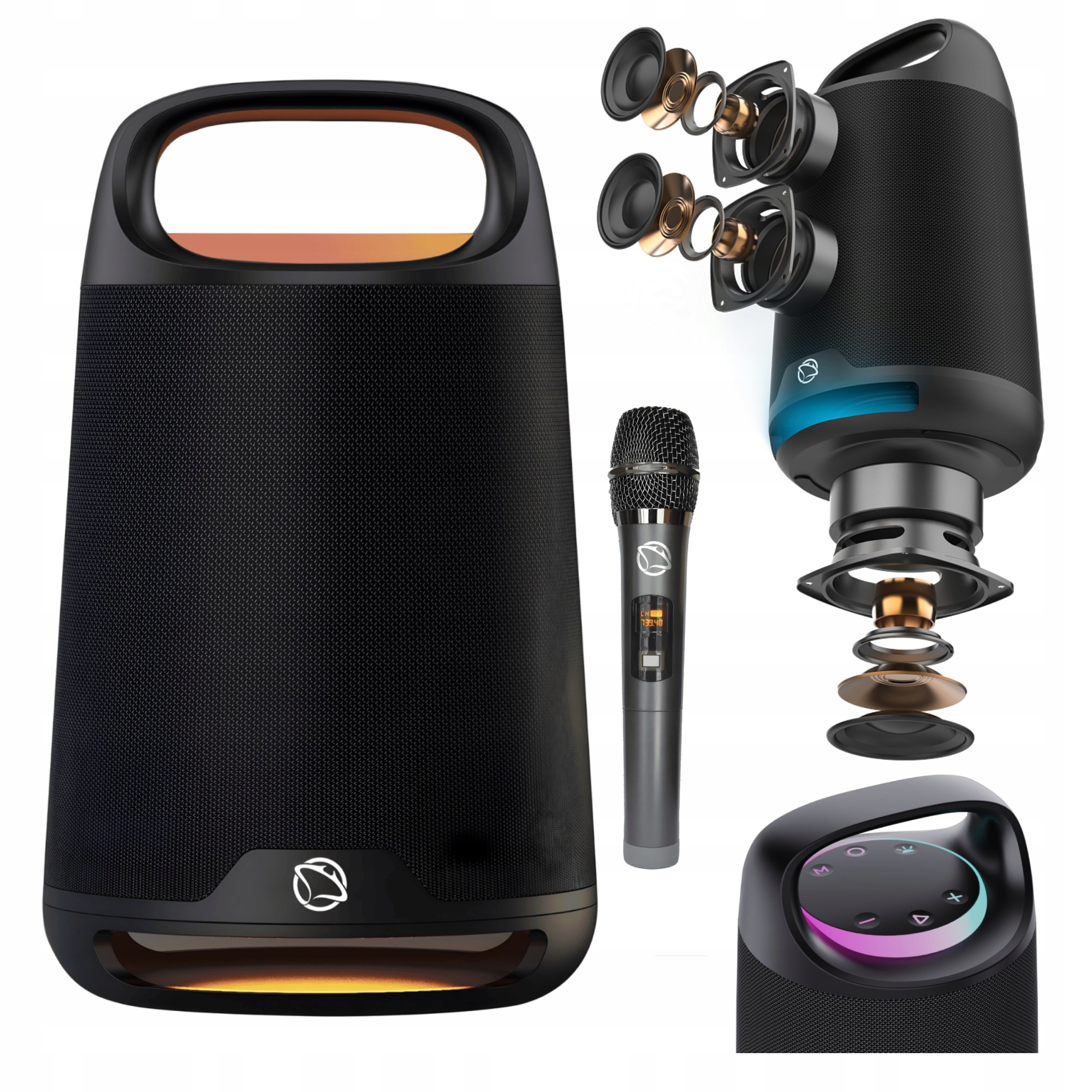 Głośnik przenośny bluetooth z mikrofonem Karaoke Manta Otus 120W Tws MP3