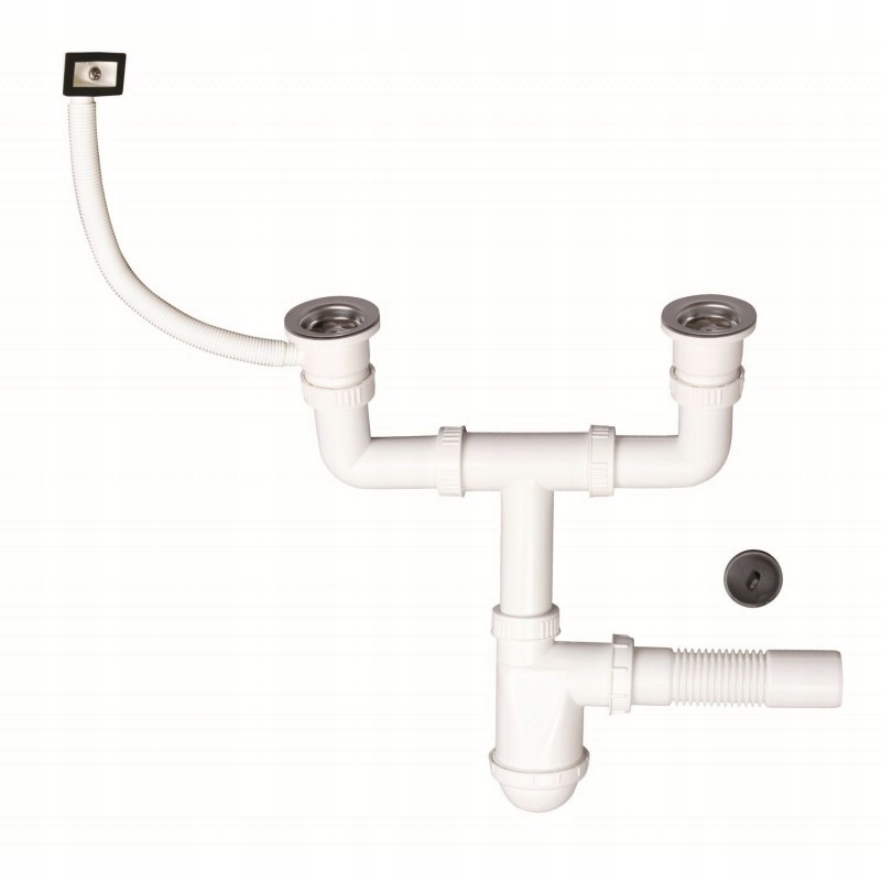 SYFON ZLEWU ZLEWOZMYWAKOWY PODWÓJNY Z PRZELEWEM