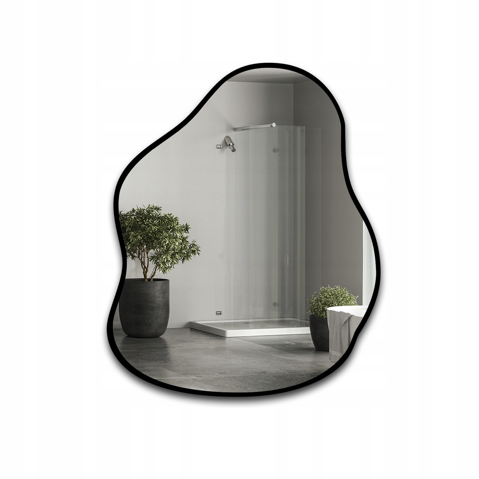 Zrcadlo v černém rámu Stone 120x155, organická skvrna