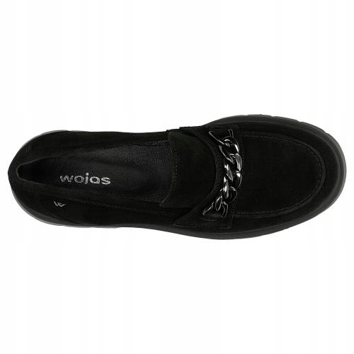 BUTY DAMSKIE WELUROWE półbuty mokasyny Wojas GRUBA PODESZWA czarne r. 38 Marka Wojas