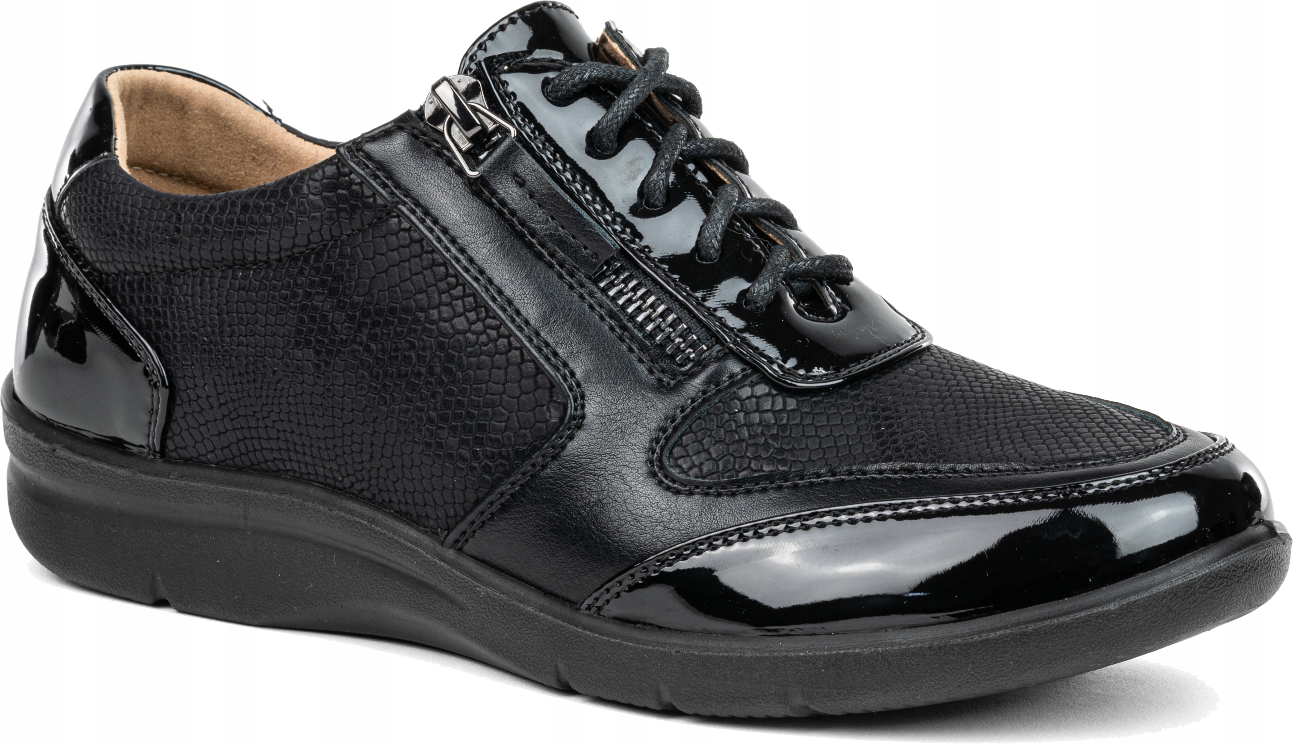 Polobotky vč. kůže tenisky lehké pohodlné černé Suwak Wojtyłko 37