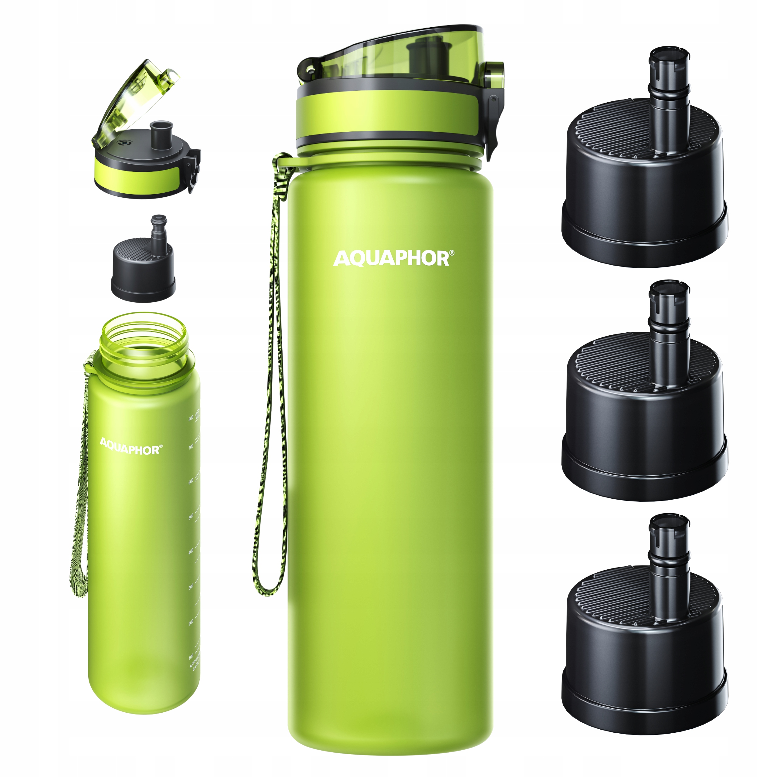 Butelka Filtrująca Filtr Bidon Aquaphor City 800 ml Zielona Zestaw 3 Wkłady
