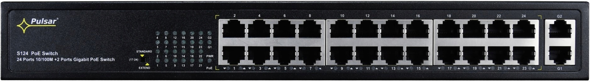 Switch PoE Pulsar S124WP 24x PoE 2x Uplink
