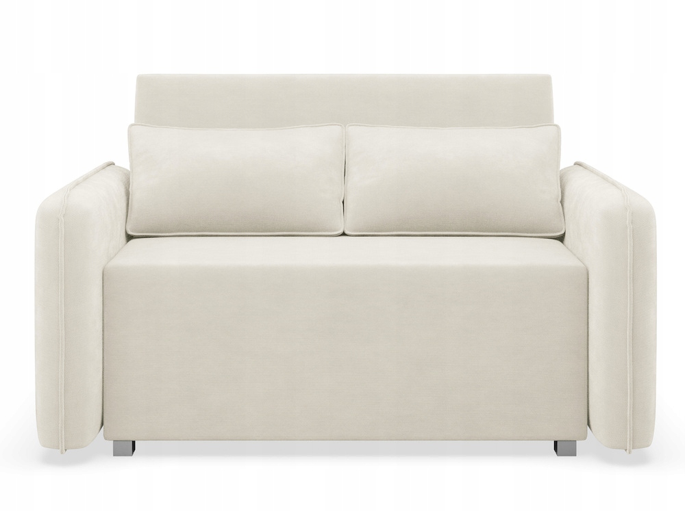 Rozkládací dvoumístná pohovka Duelia s nádobou, krémová šenilová barva