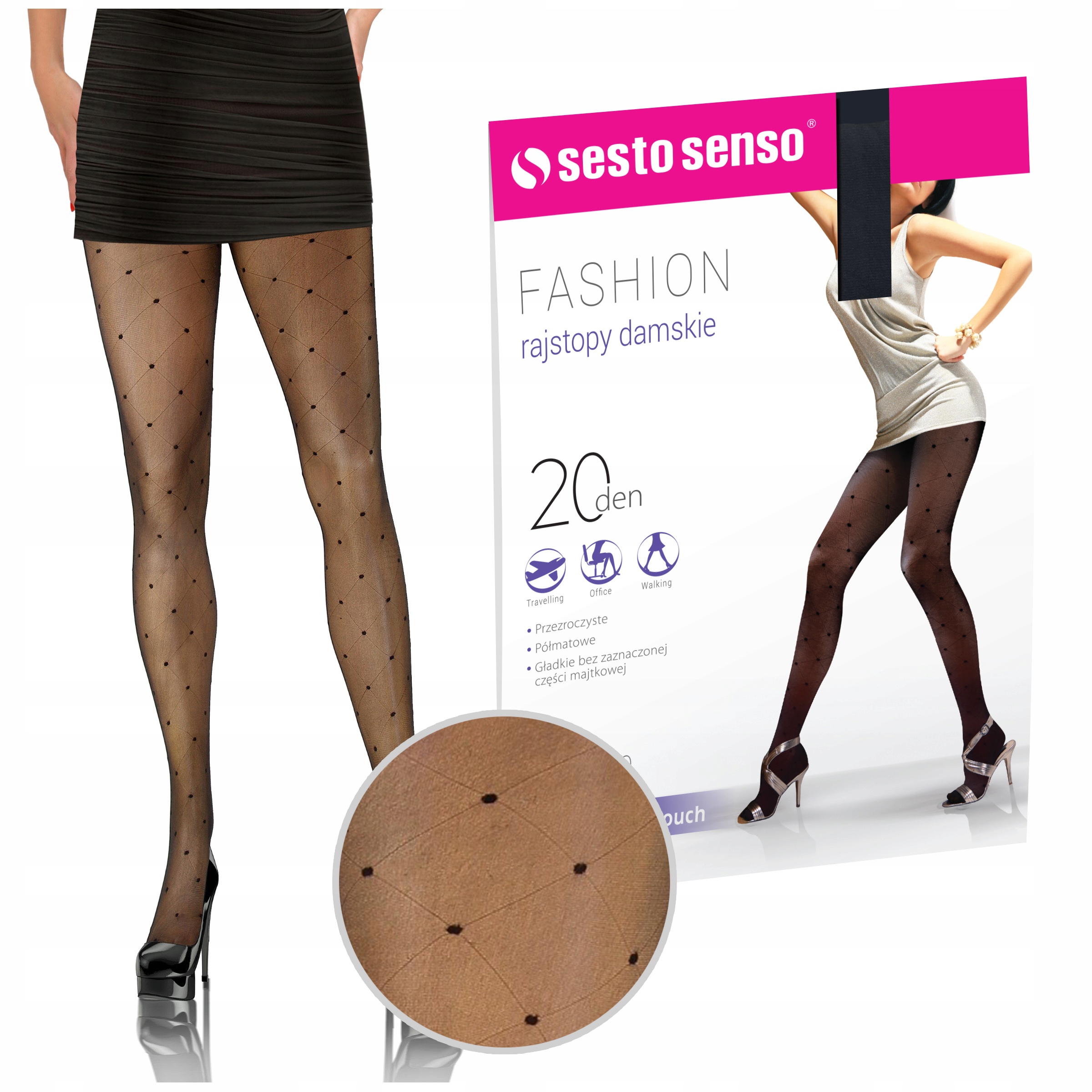 

rajstopy damskie w Wzorek kropki Fashion 20DEN