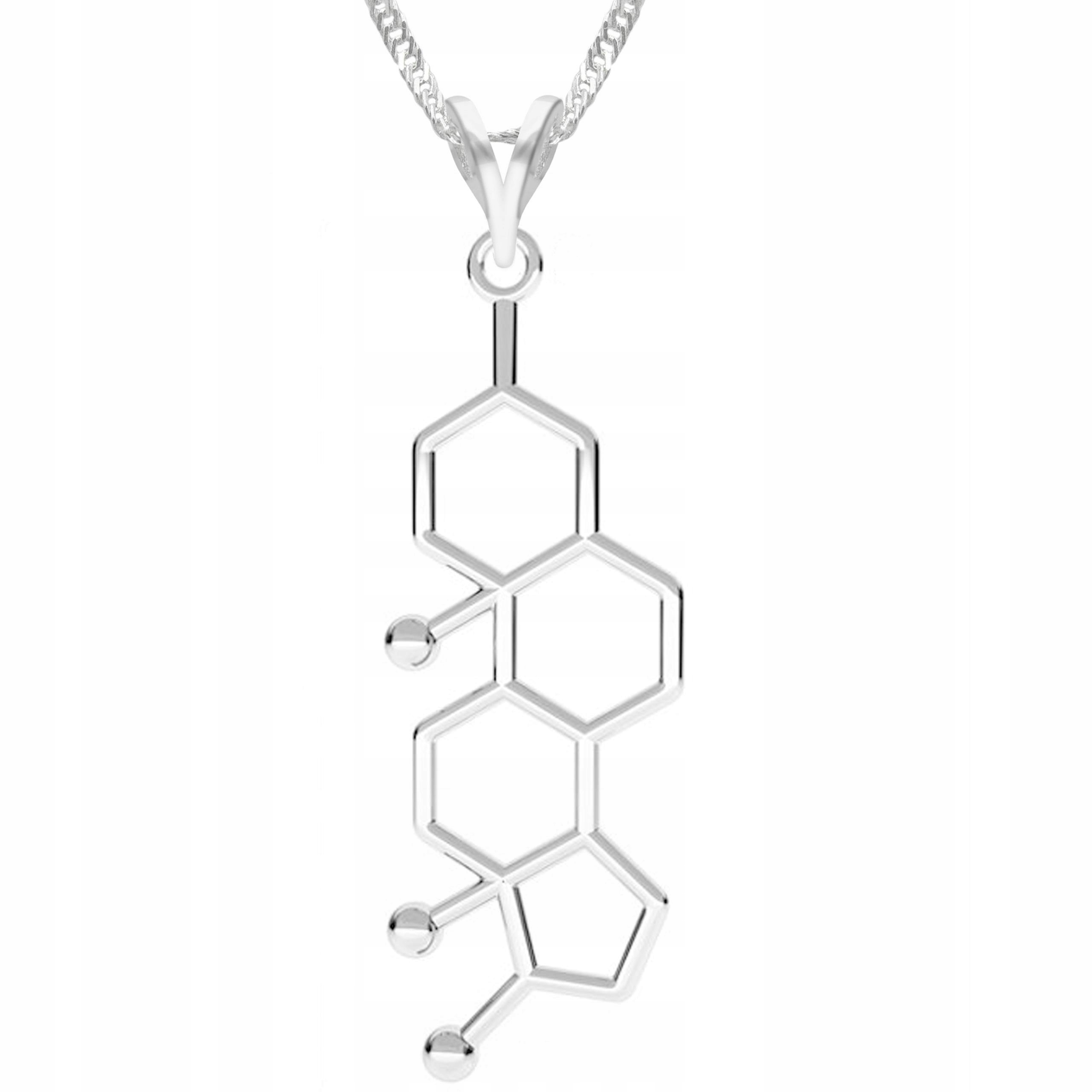 Stříbrný náhrdelník Vzor Testosteron Chemie s testosteronem Stříbro 925