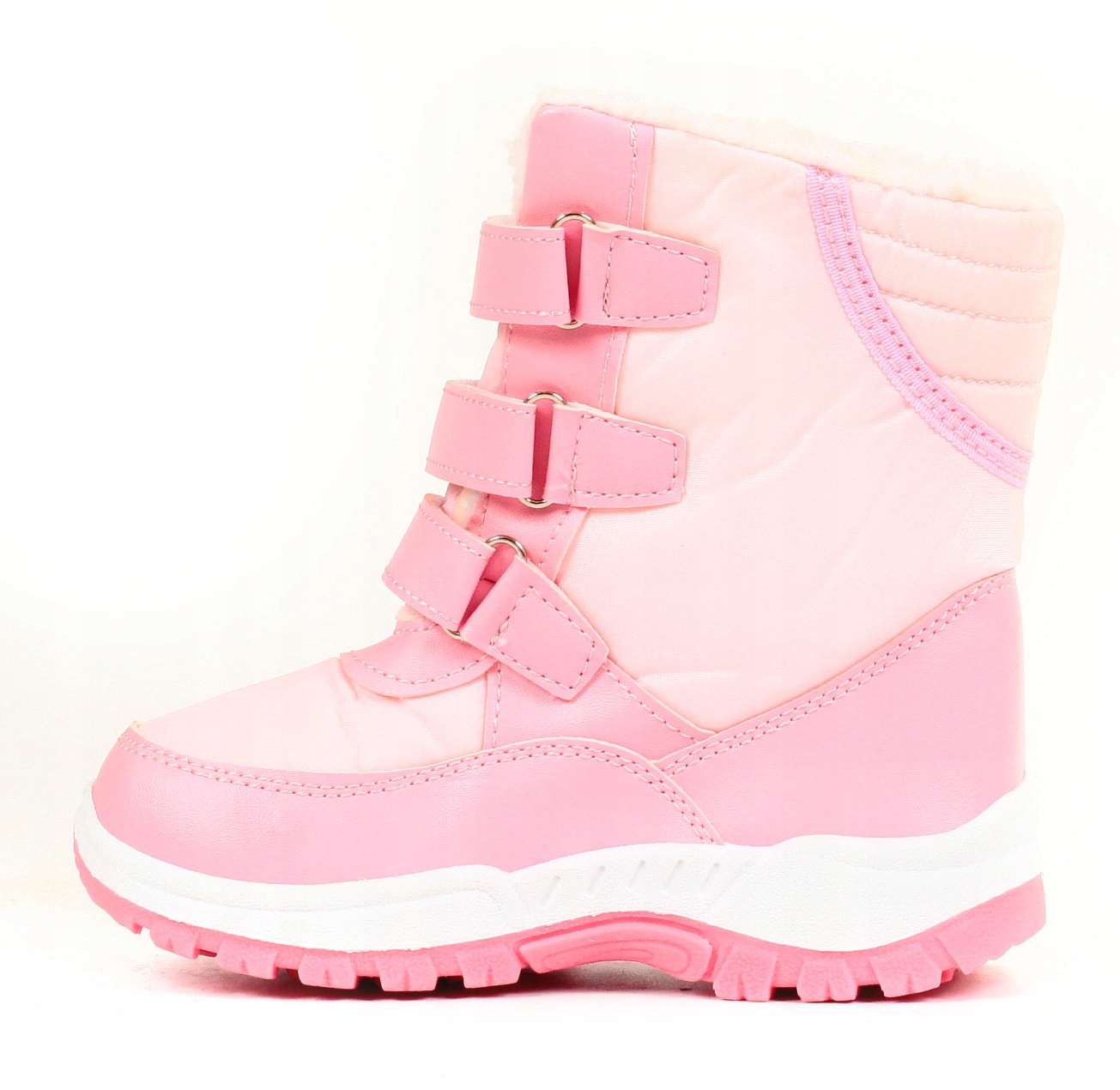 ŚNIEGOWCE ZIMOWE BUTY OCIEPLANE LEKKE NA RZEP Kolor różowy