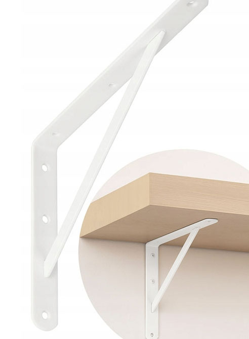 Кронштейн полки стальной усиленный белый 300x200