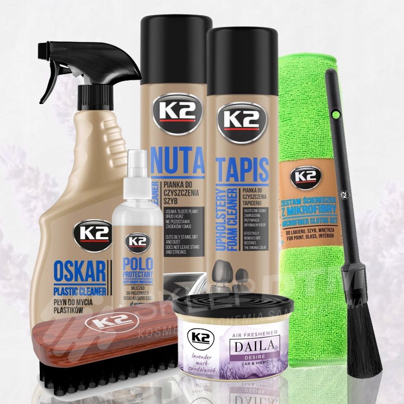 K2 sada autokosmetiky do interiéru auta s vůní Daila DESIRE-levandule