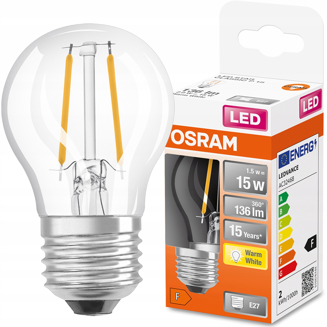 

Żarówka Led Mała Kulka E27 1,5W 15W 2700K Osram