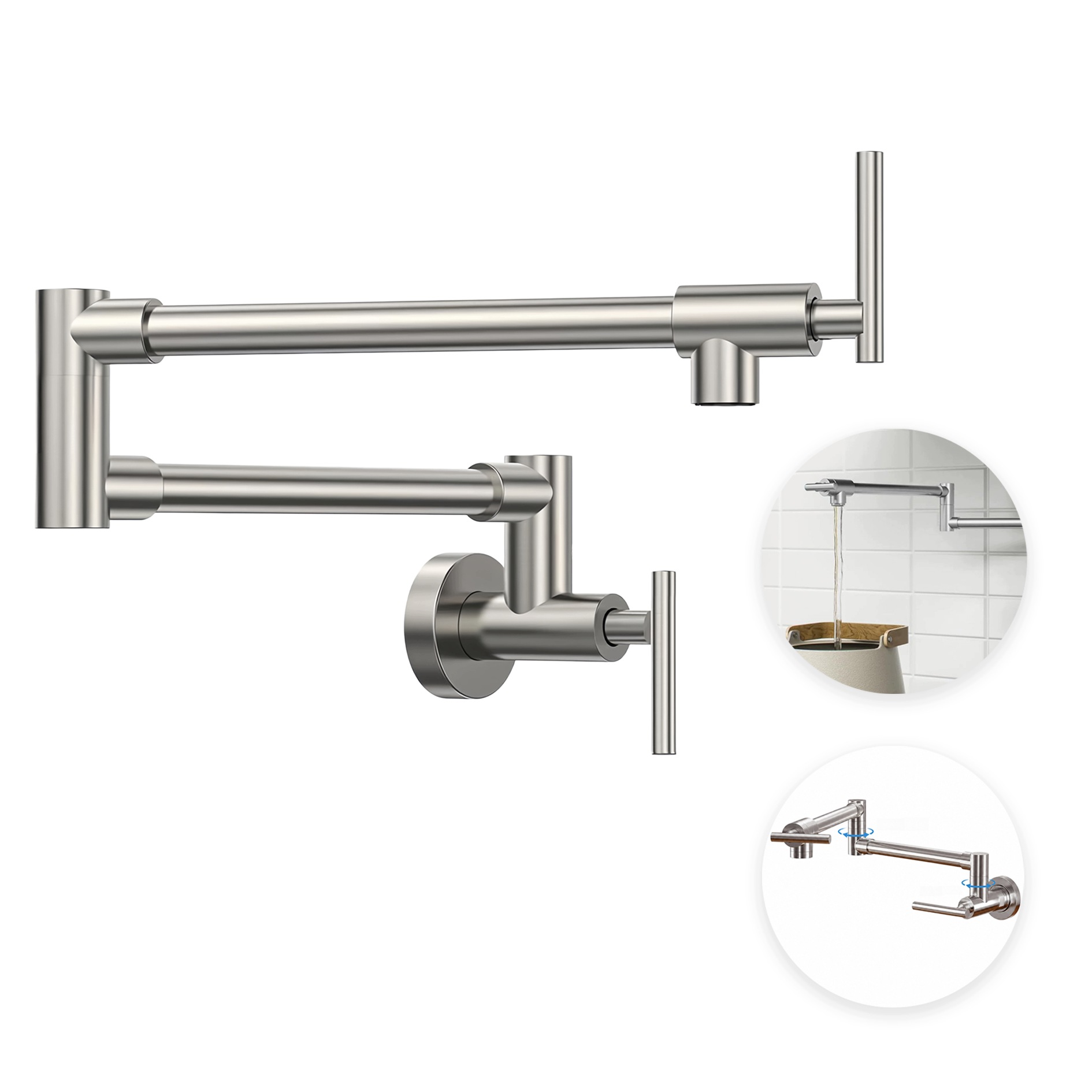Nástenná Kuchynská Batéria Strieborný Pot Filler