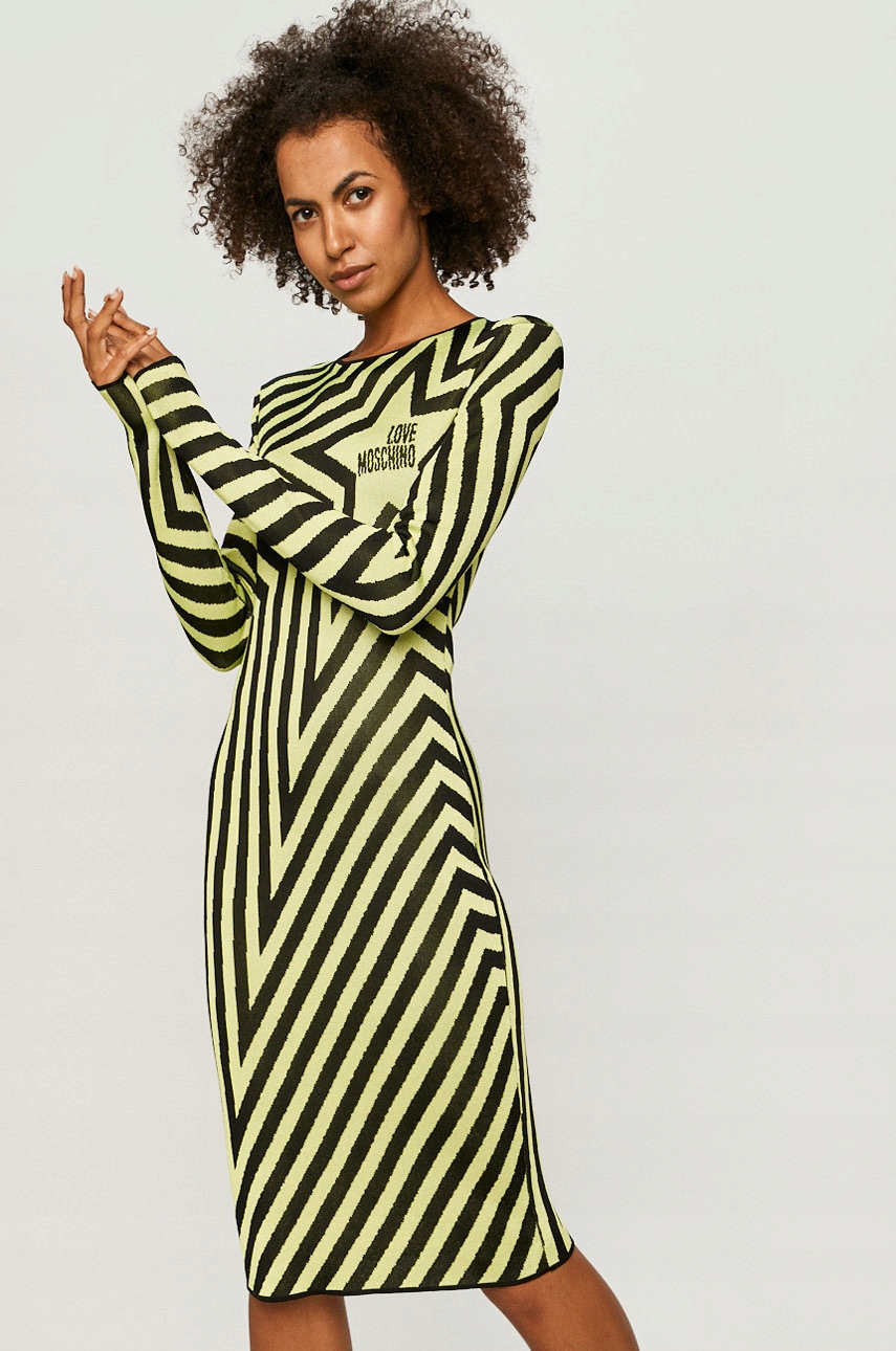 C10A305 Zelené Černé Šaty Love Moschino L