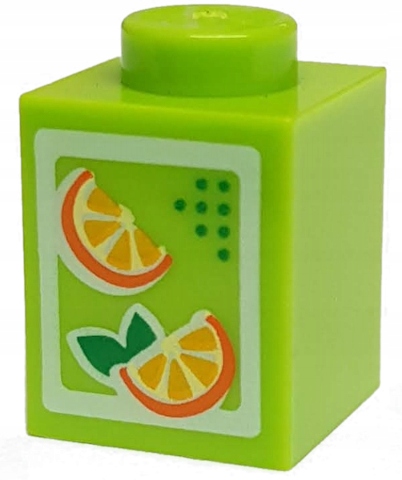 

Lego 3005pb017 Klocek 1x1 Sok w Kartonie Nowy (1g)