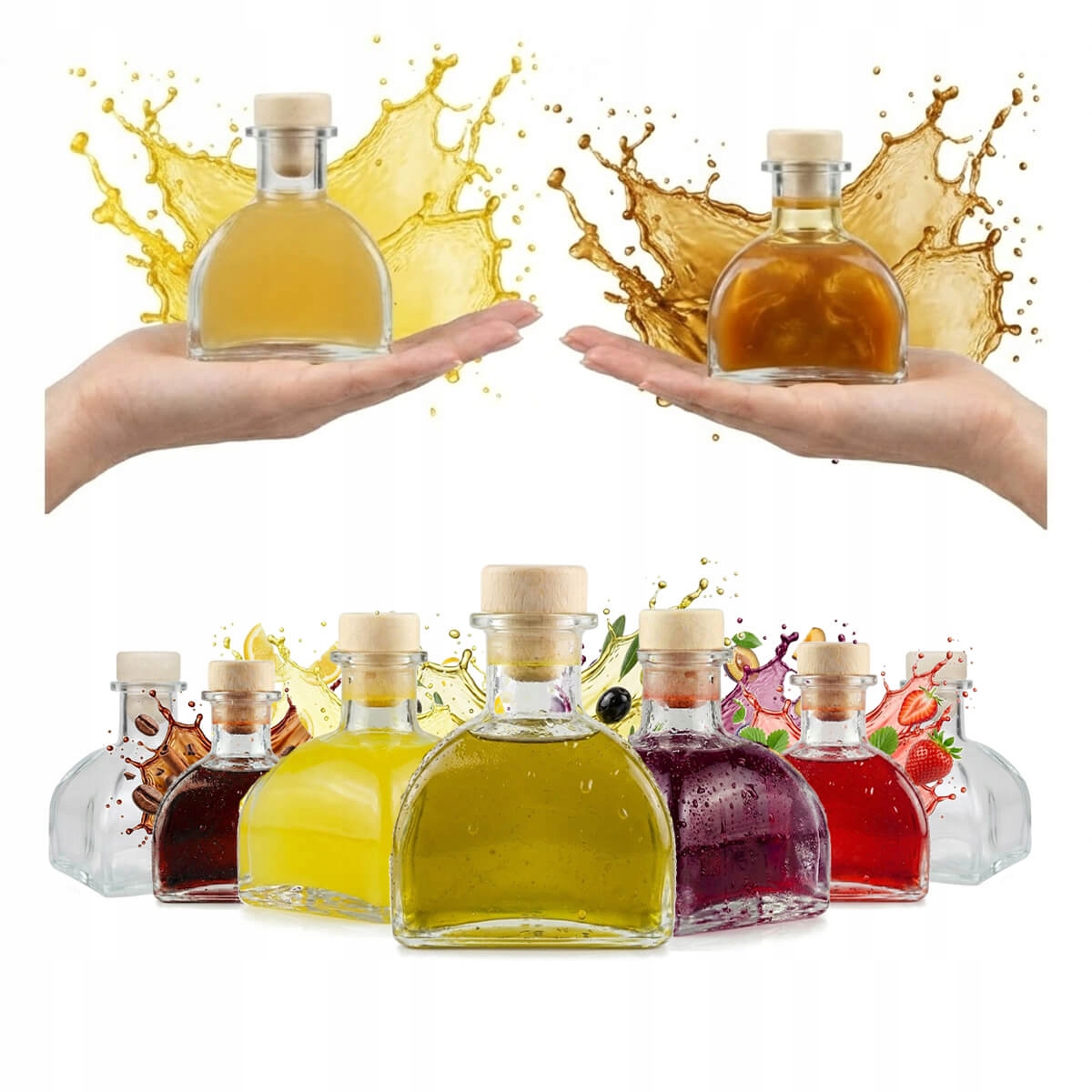 Sada 50 x Sklenené fľaše Elsa 170 ml korok na darček, likér, šťava z vína