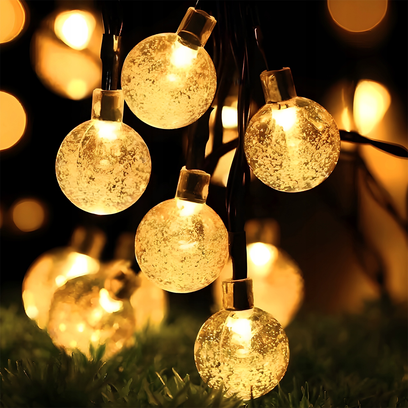 GIRLANDA SOLARNA LED OGRODOWA ŚWIETLNA KULKI LAMPKI SOLARNE 20 LED 4,9M Długość 490 cm